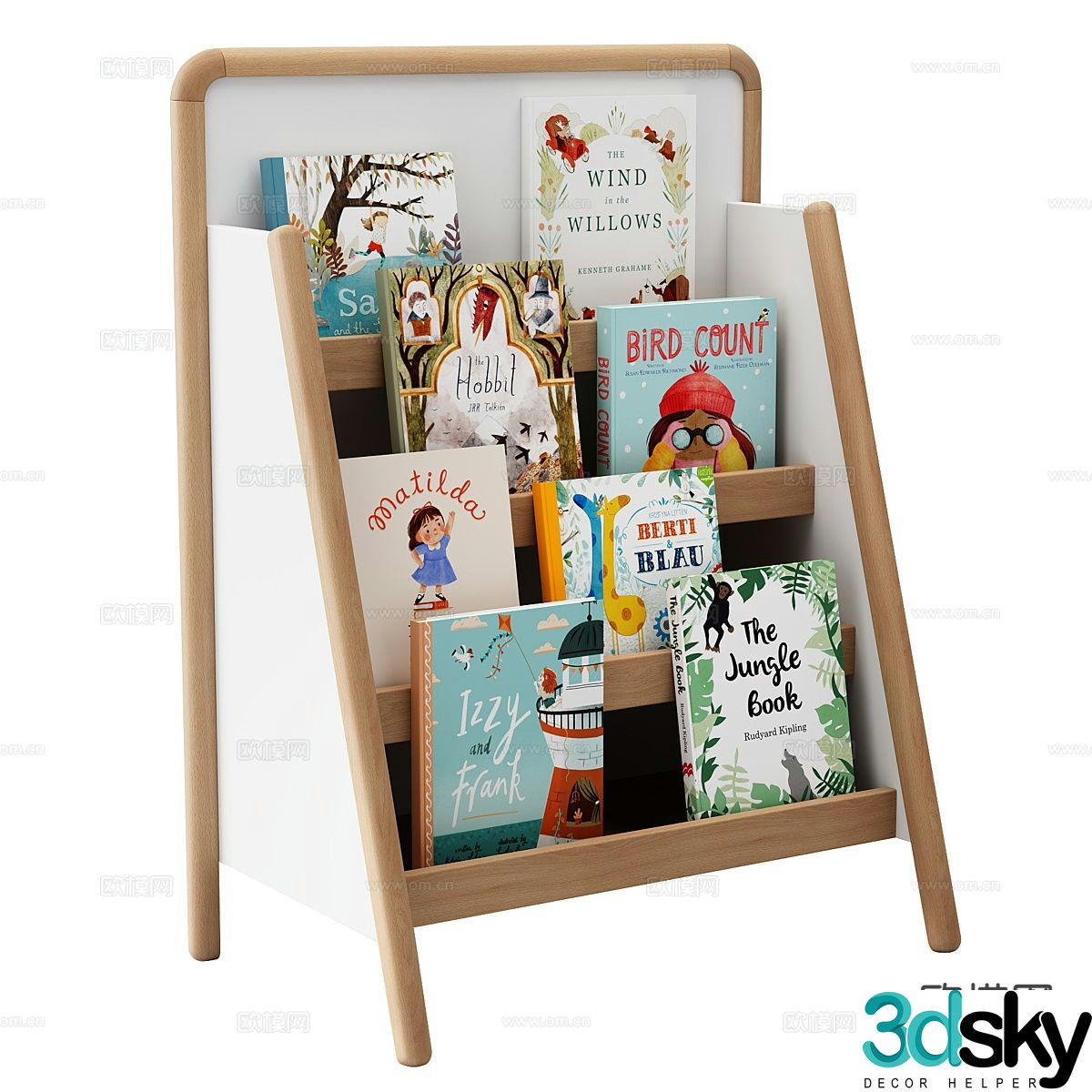 Nordic bookshelf magazine rack 3d model