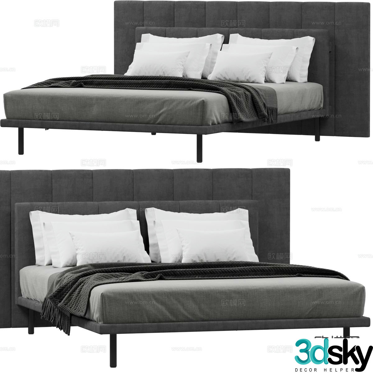 Modern double bed 3d model