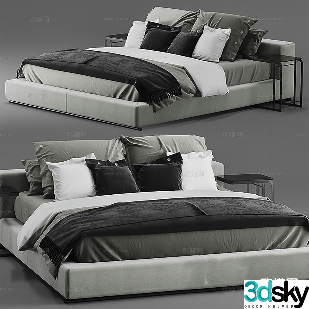 Modern double bed 3d model