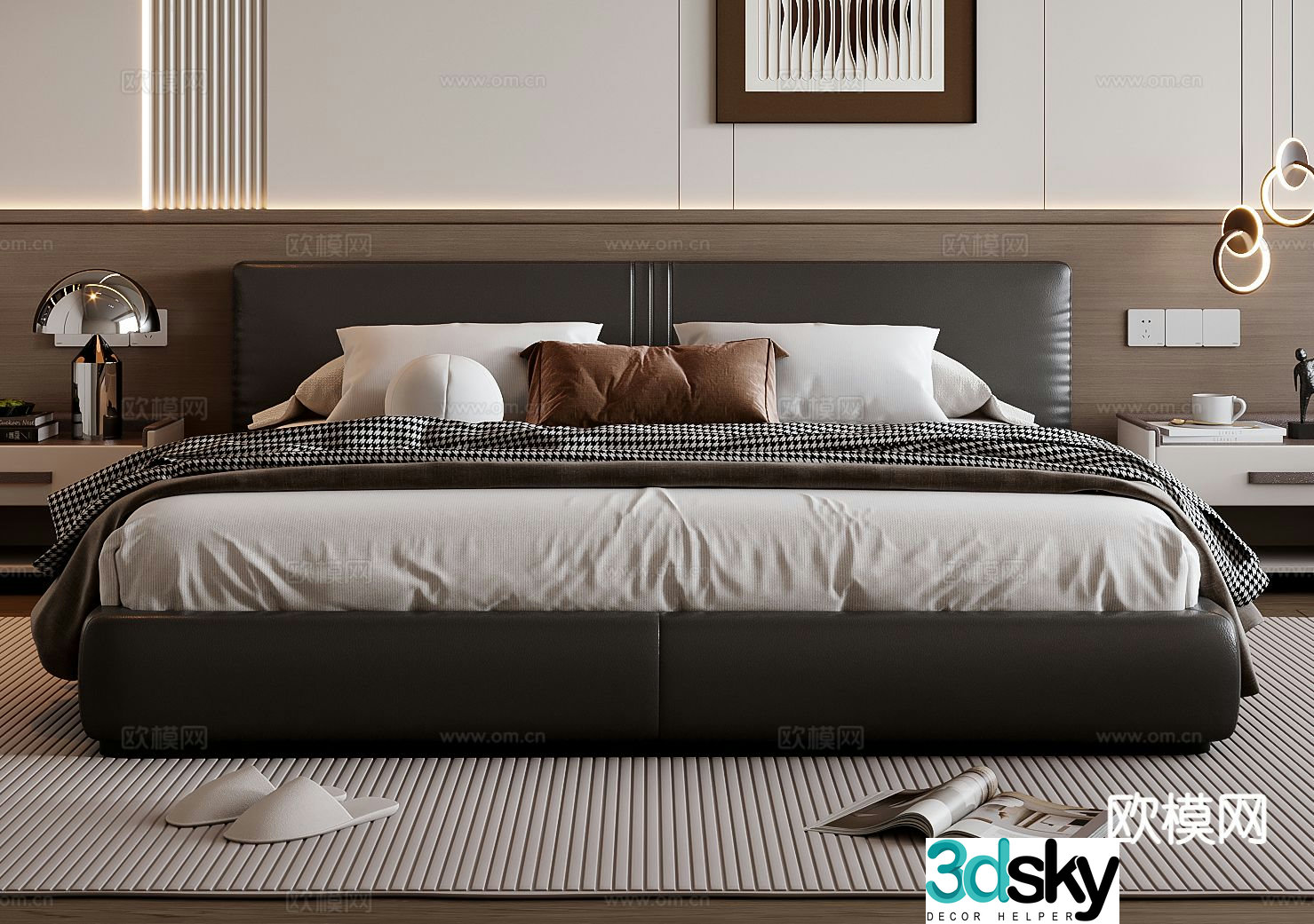 Italian double bed 3d model
