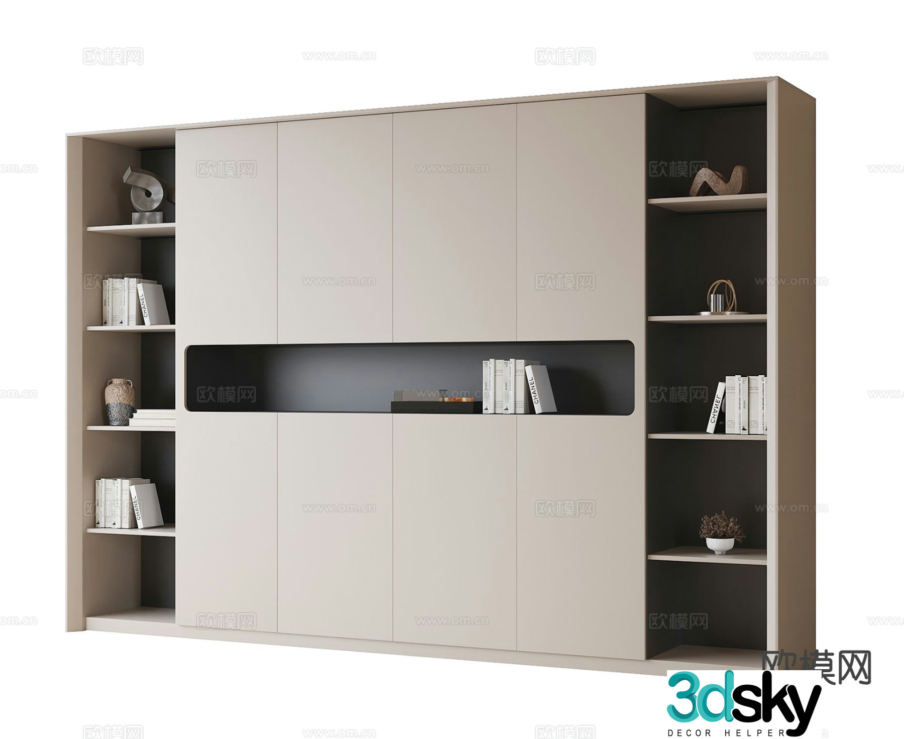 Modern bookcase display cabinet 3d model