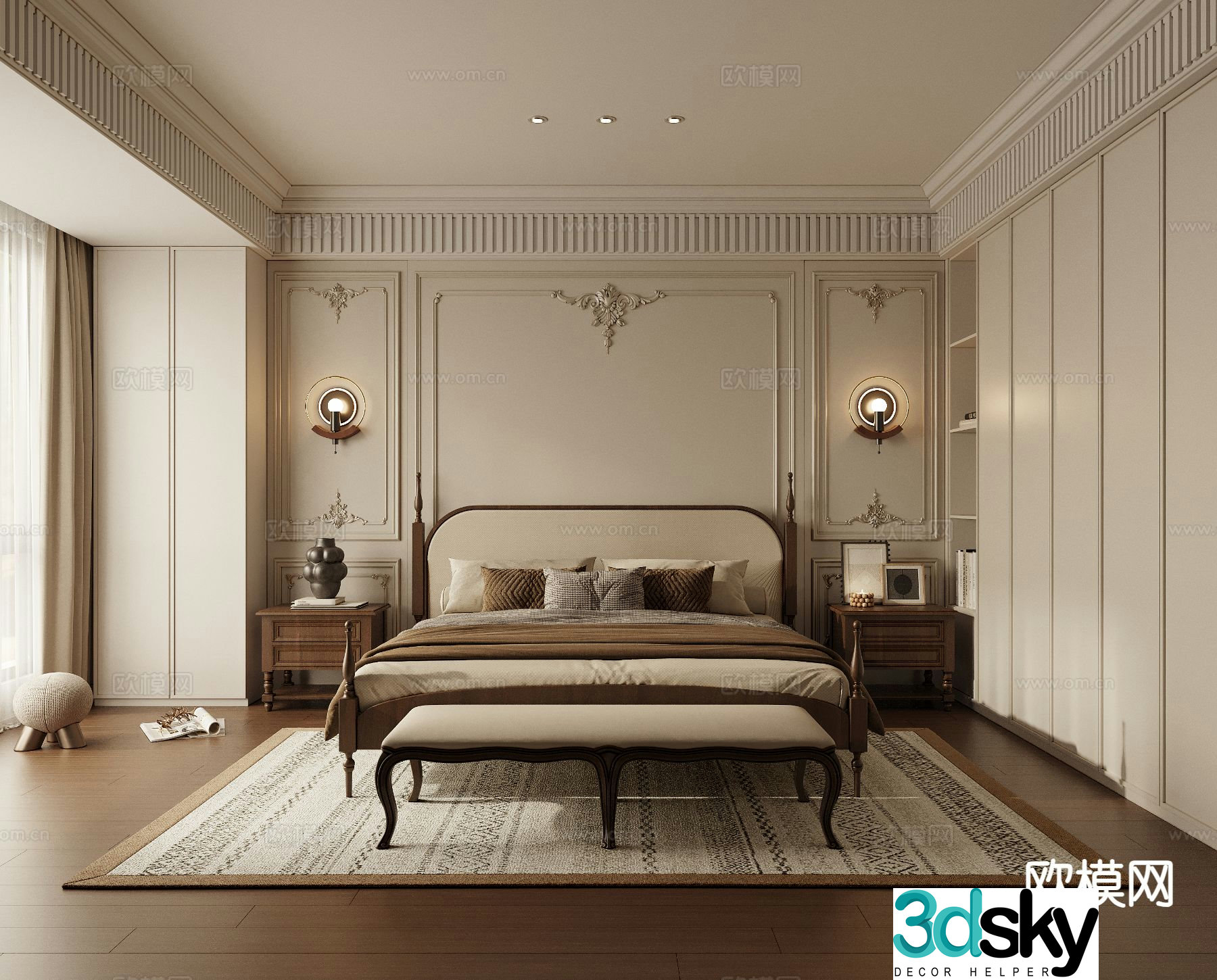 American style bedroom master bedroom 3d model