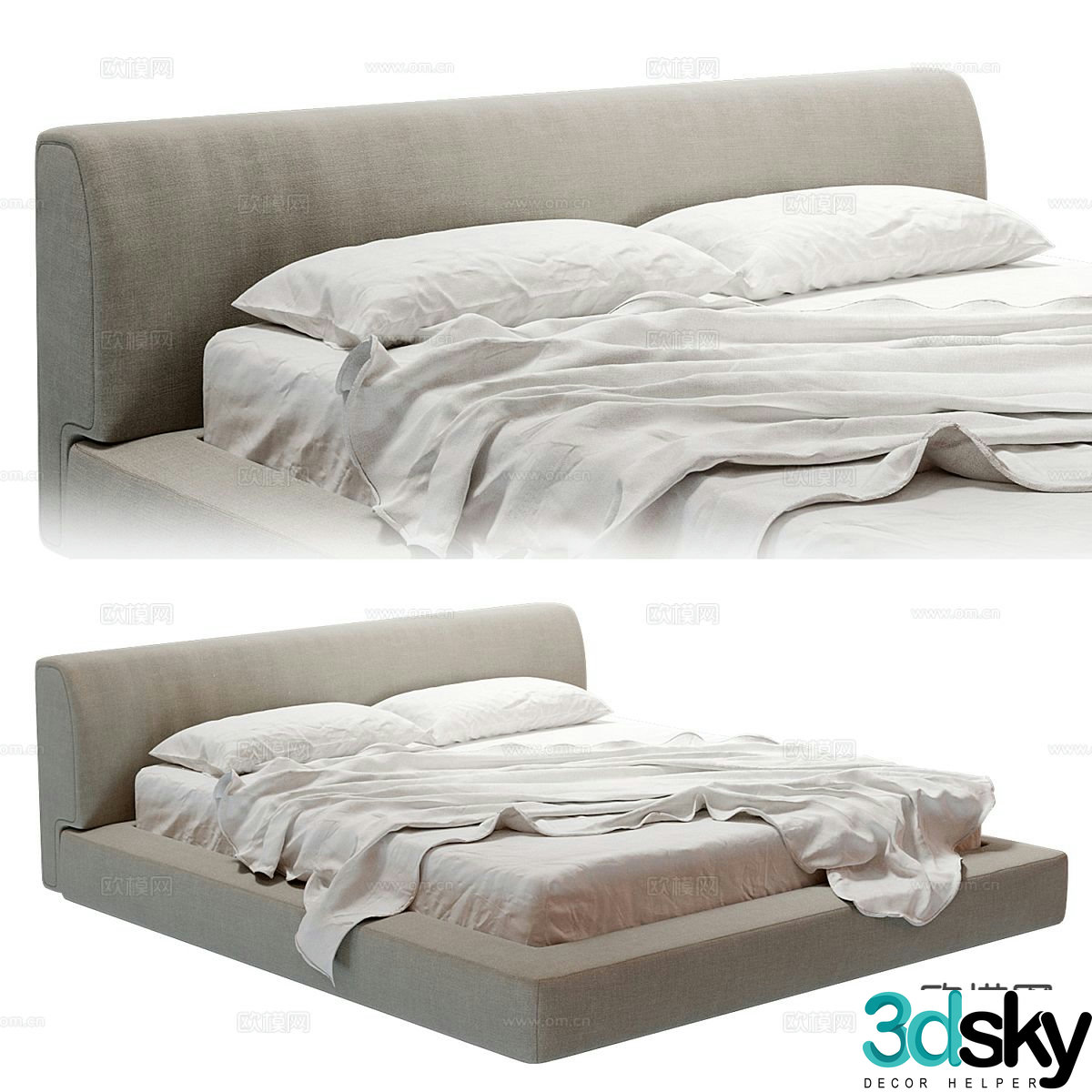 Modern double bed 3d model