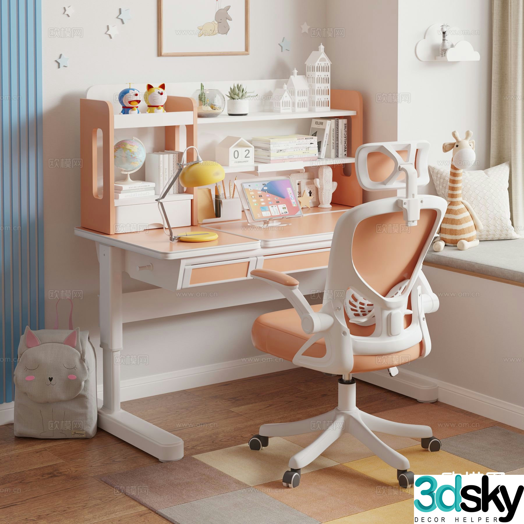 Children’s study table lifting table 3D model