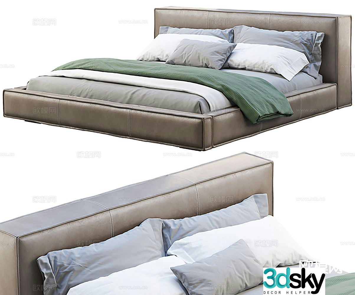 Modern double bed 3d model