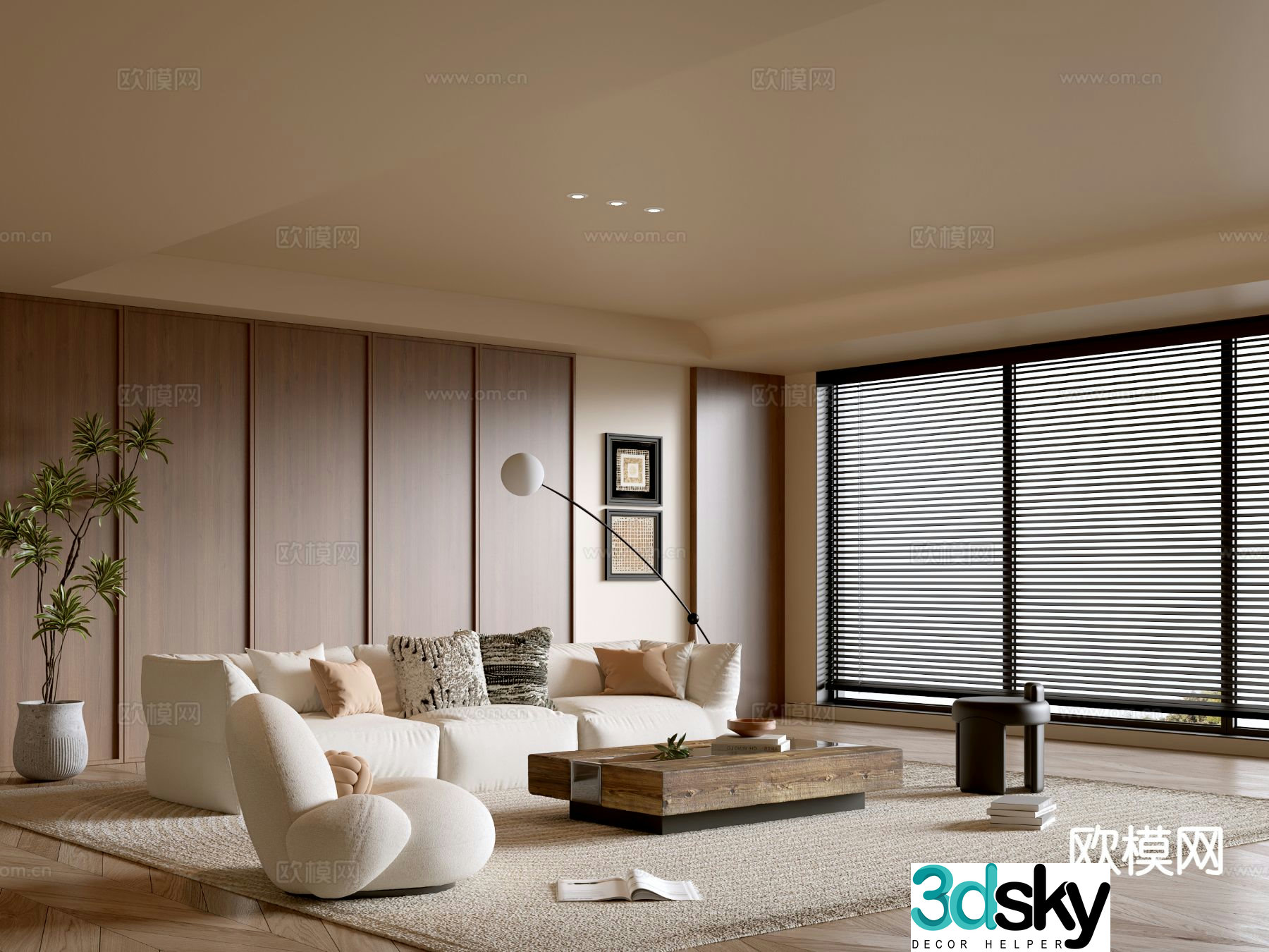 Wabi-sabi living room 3d model