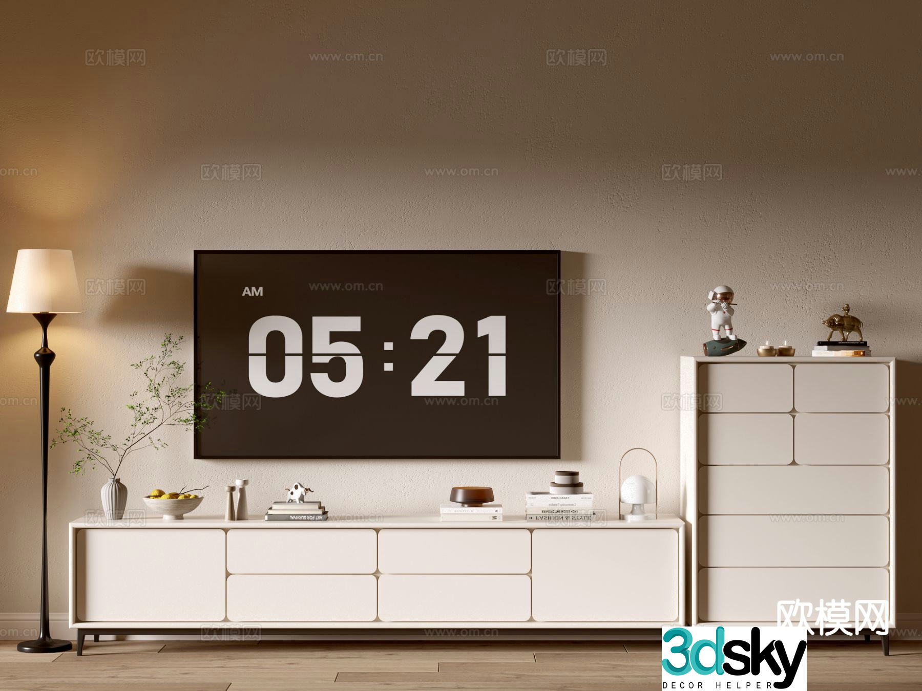 Cream style TV cabinet 3d model