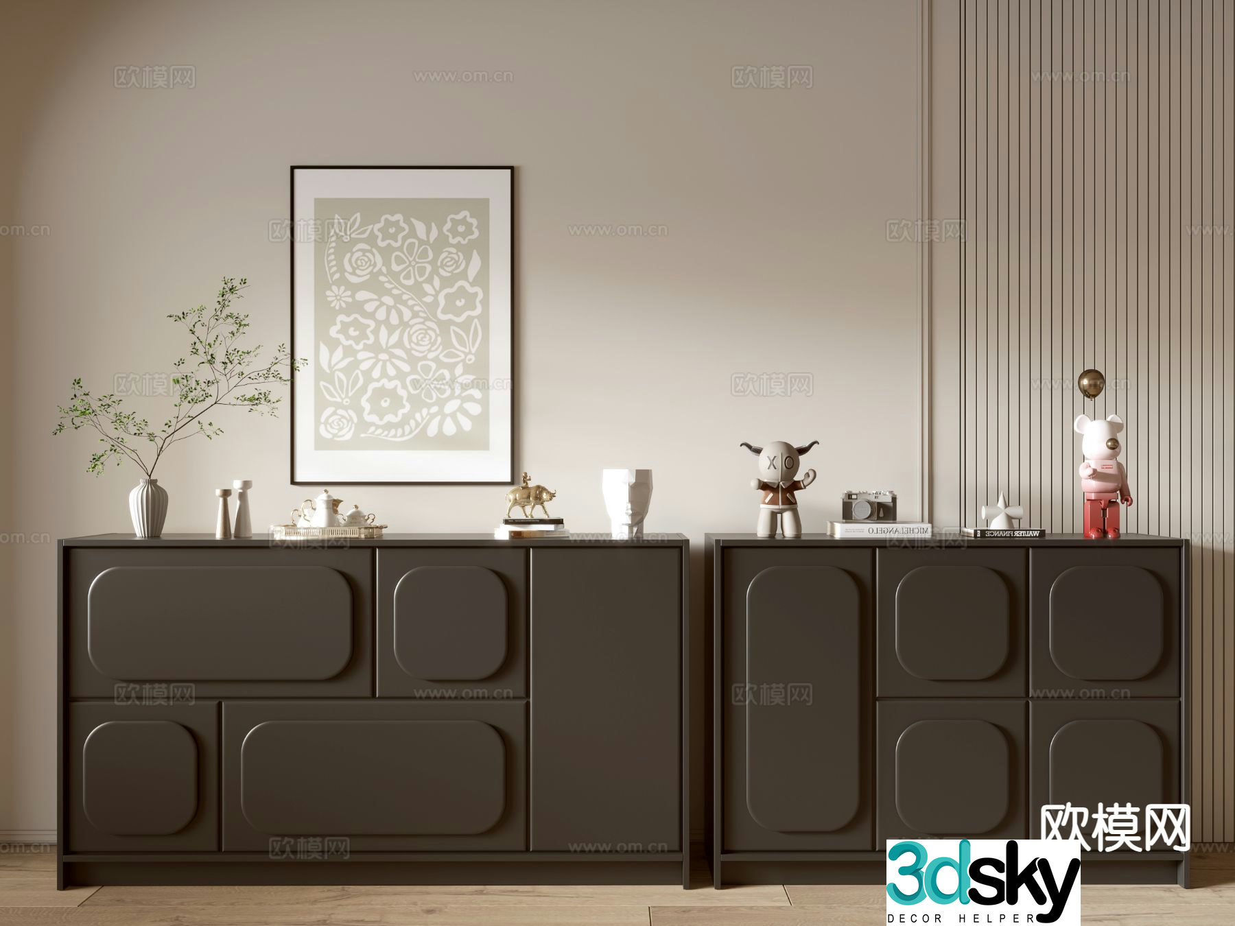 Modern side cabinet entrance cabinet 3d model