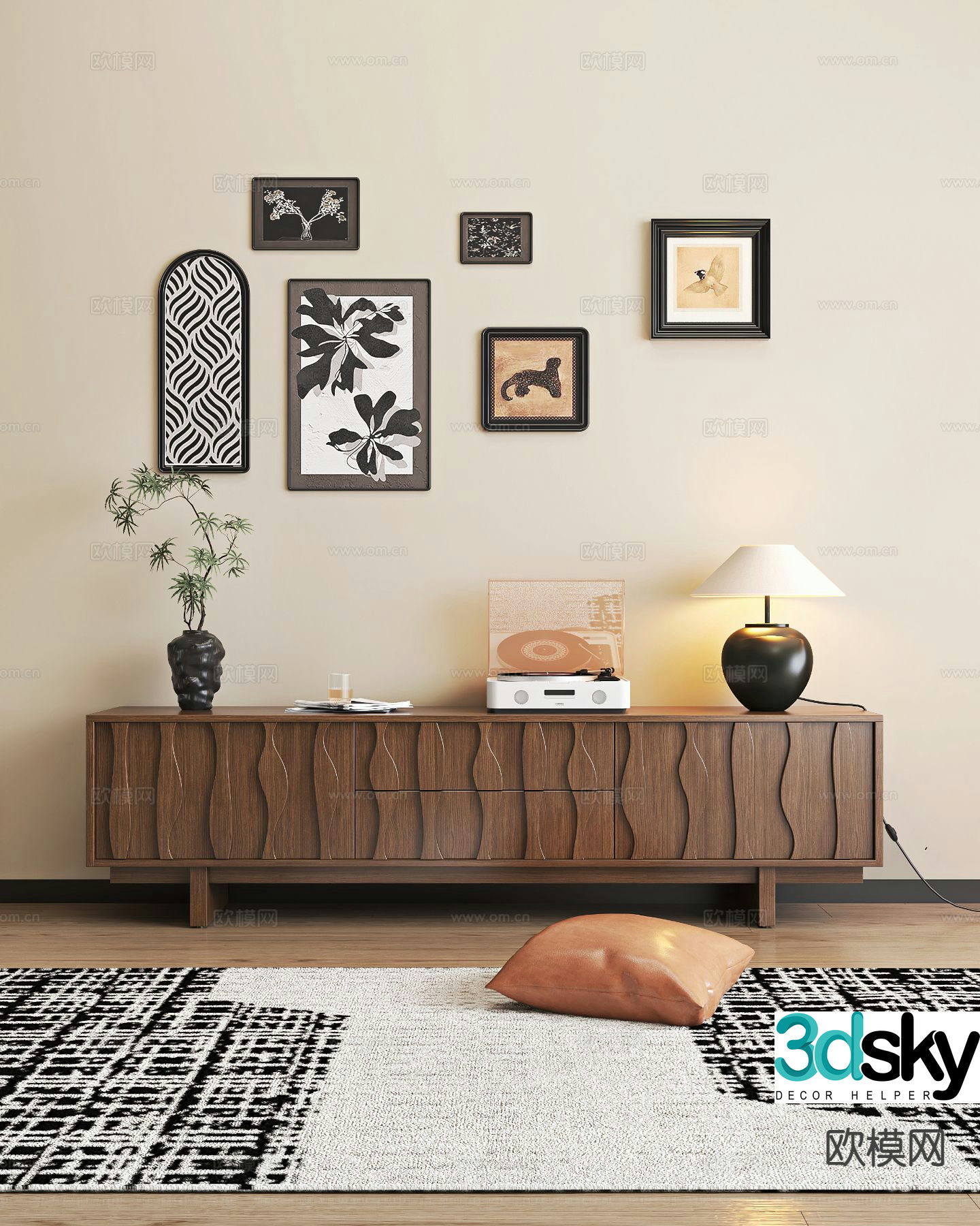 Medieval style TV cabinet 3D model