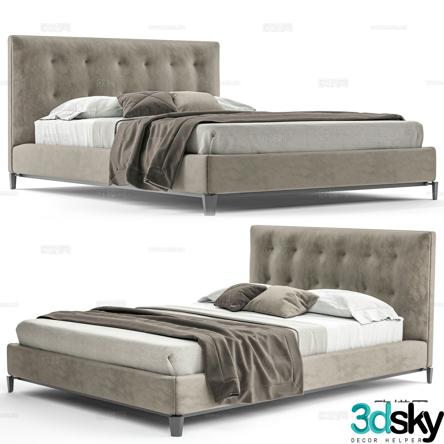 Modern double bed 3d model