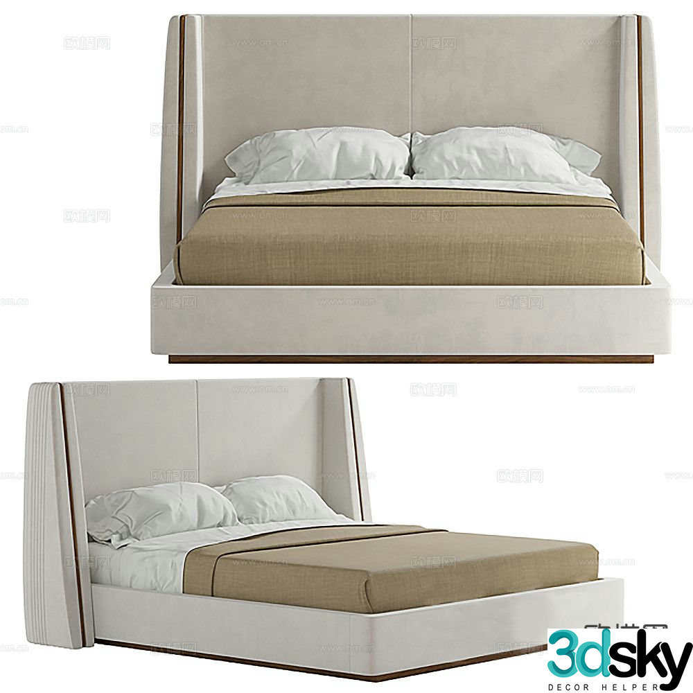 Modern double bed 3d model