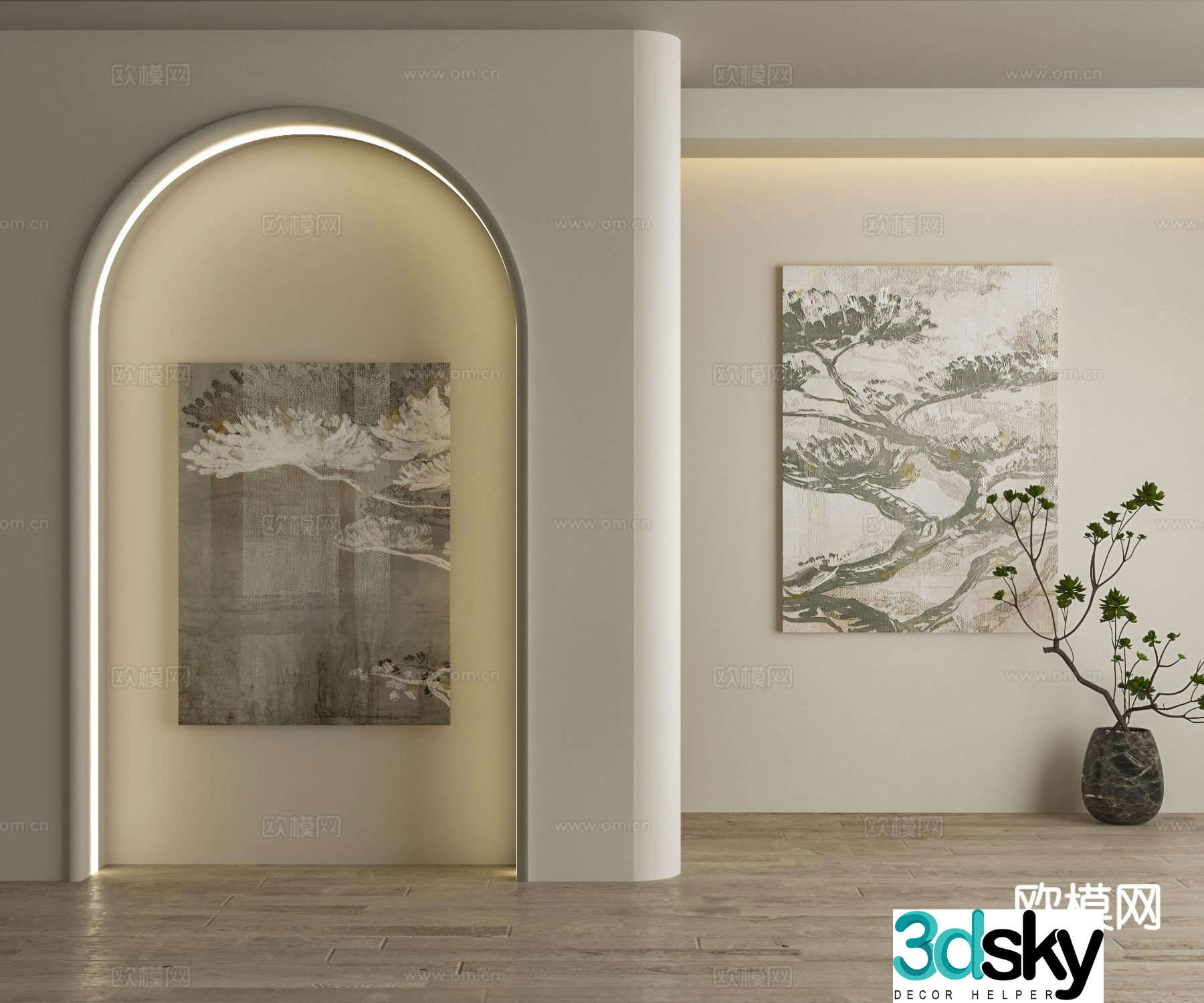 New Chinese-style art painting ink painting decorative painting 3D model