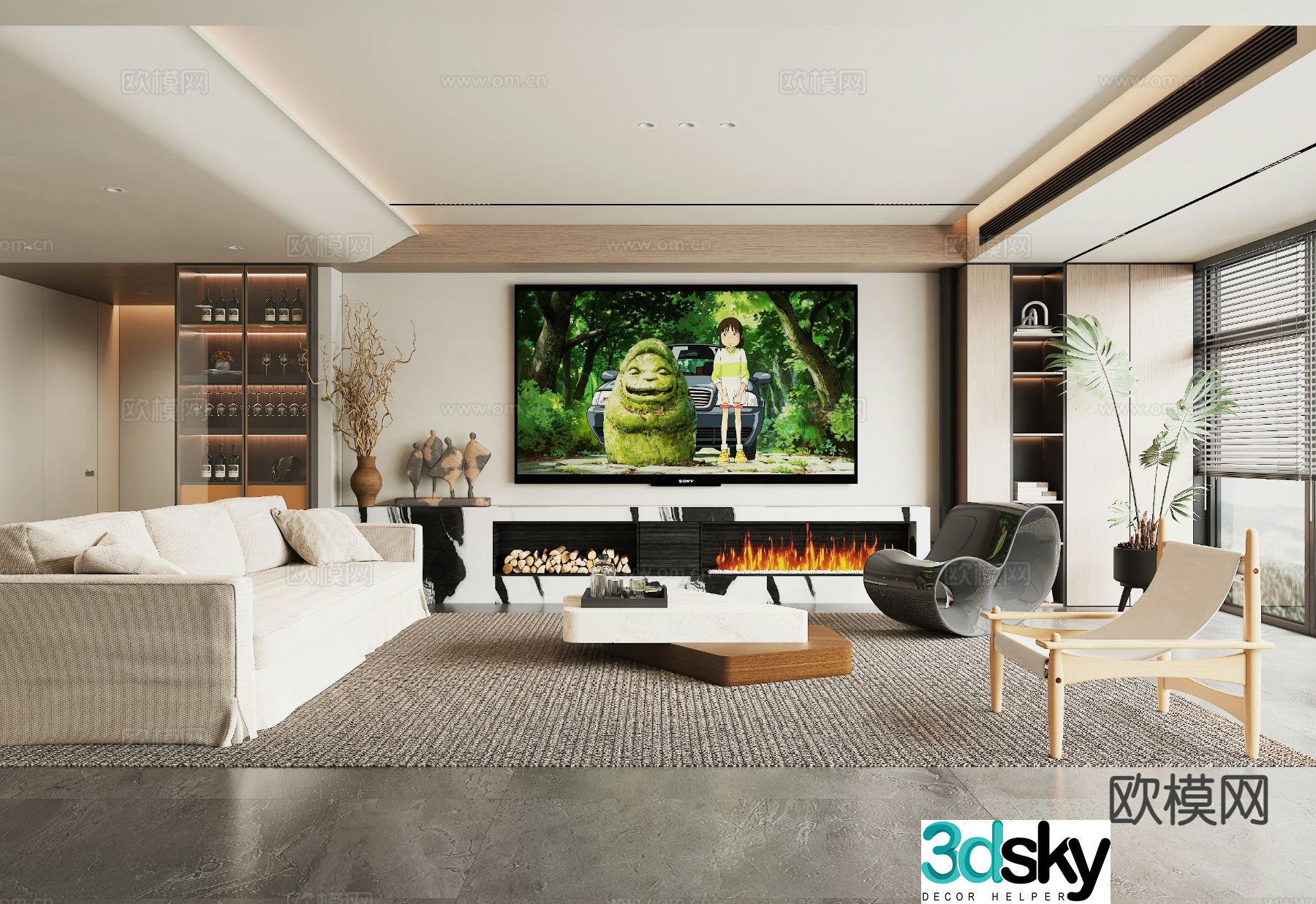Medieval style living room 3D model