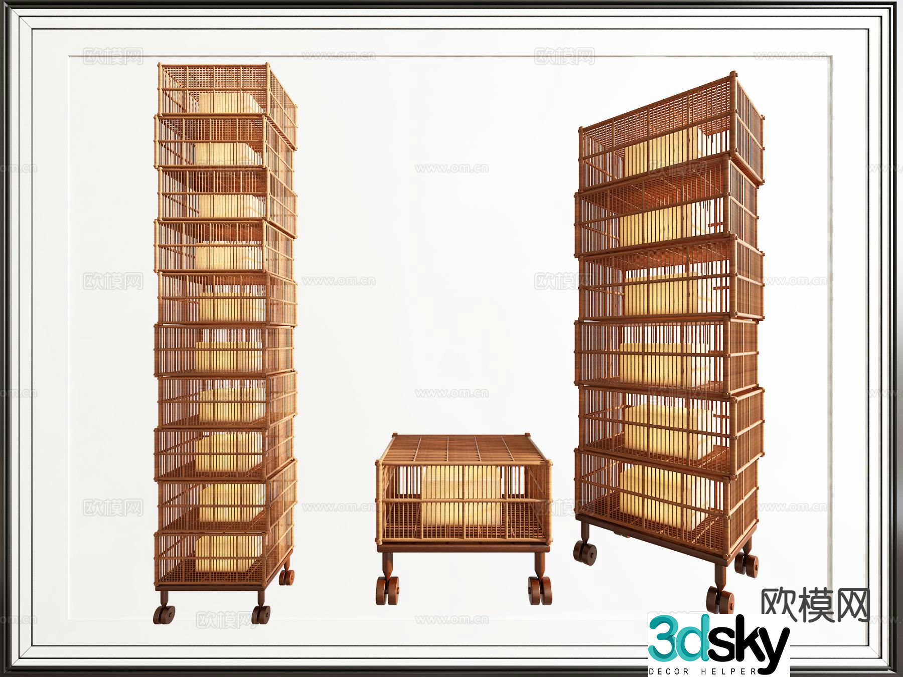 Southeast Asian bamboo floor lamp 3d model
