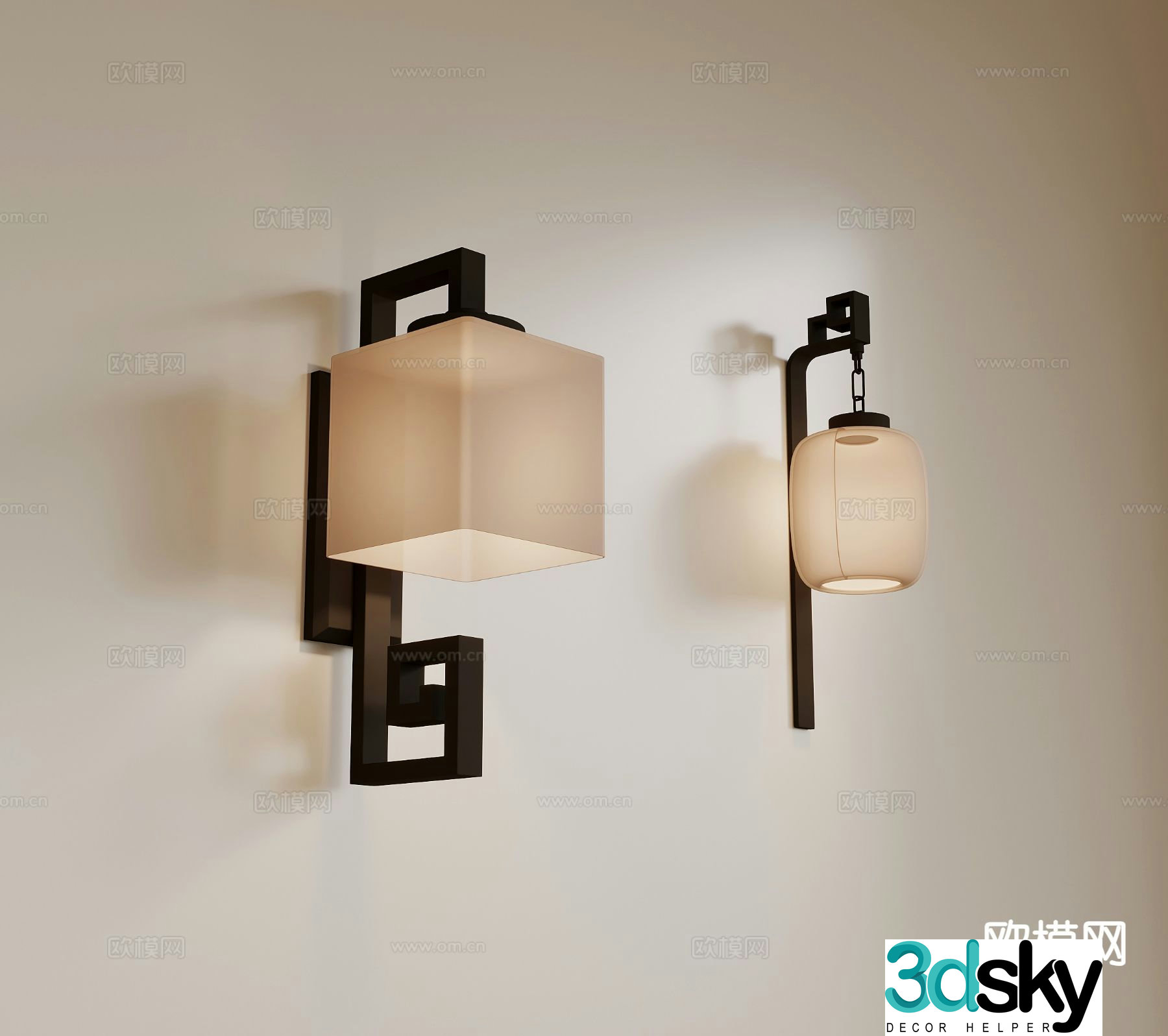 New Chinese style wall lamp 3d model