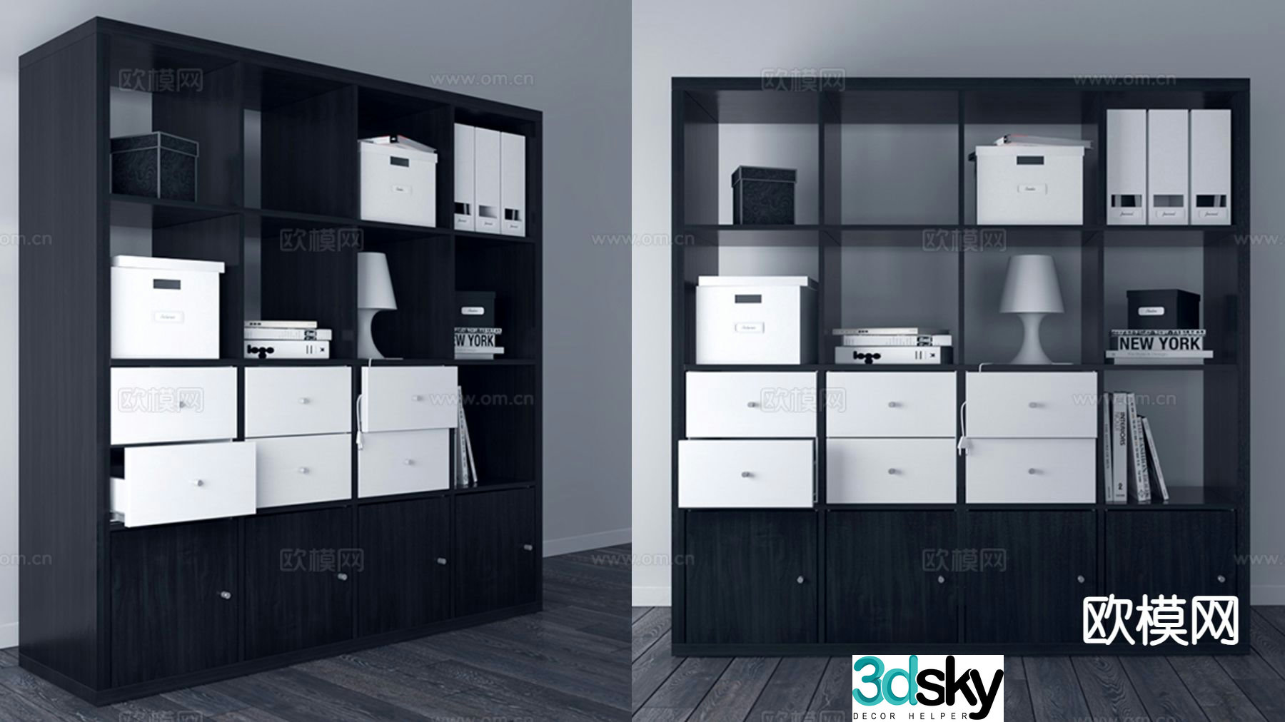 Modern bookcase display cabinet 3d model