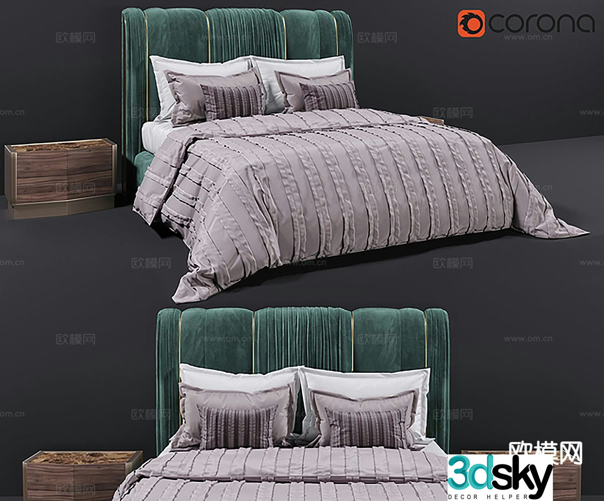 Modern double bed 3d model
