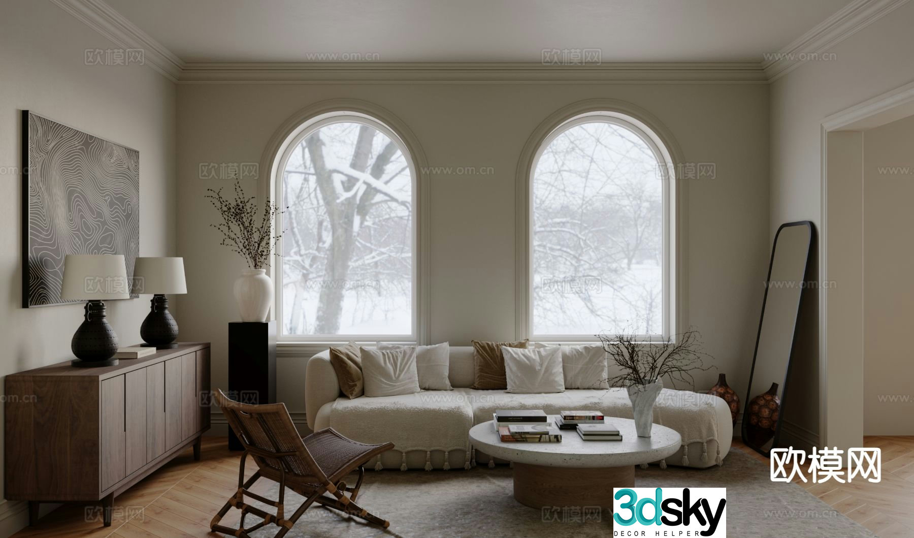Wabi-sabi living room 3d model