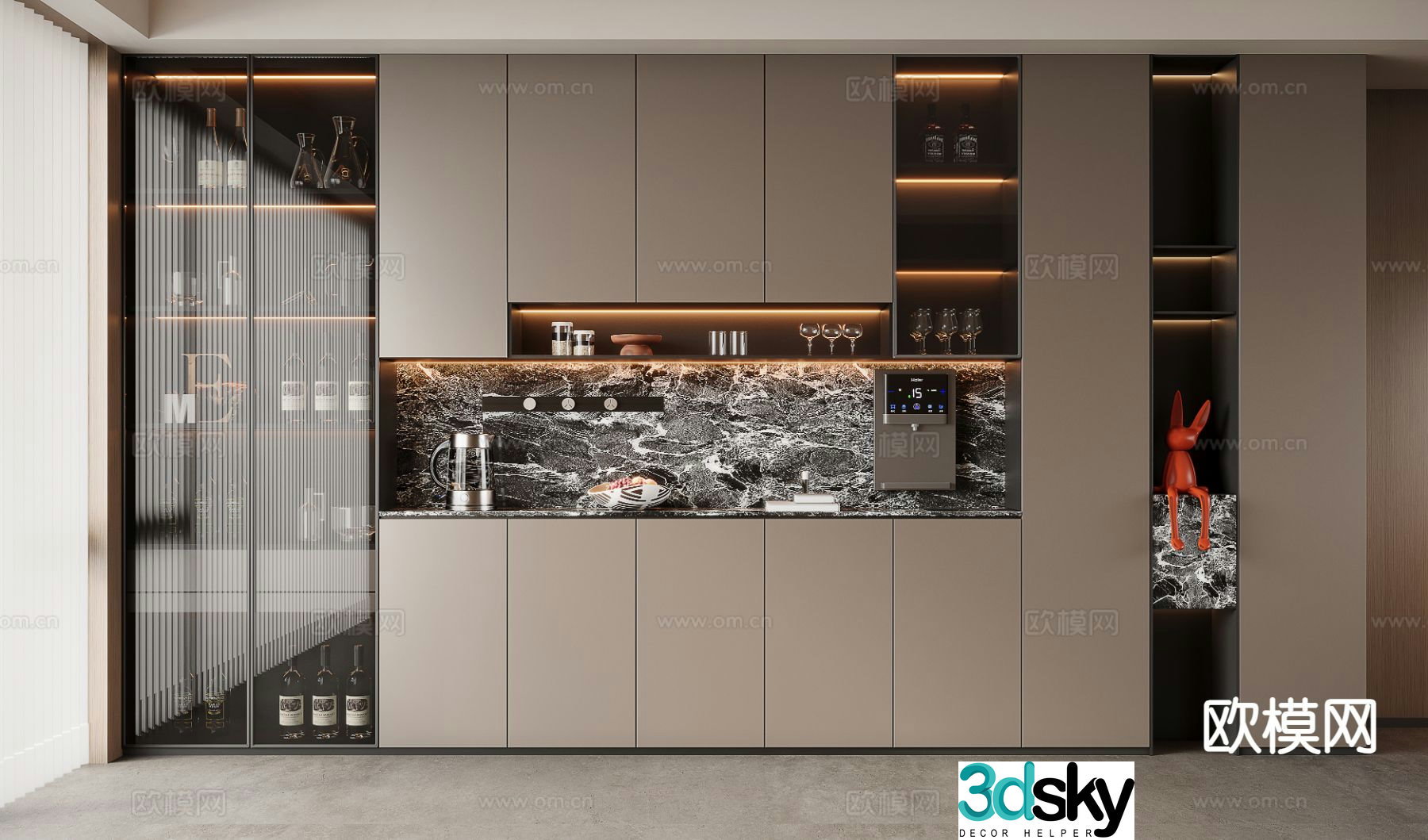 Italian wine cabinet sideboard 3d model