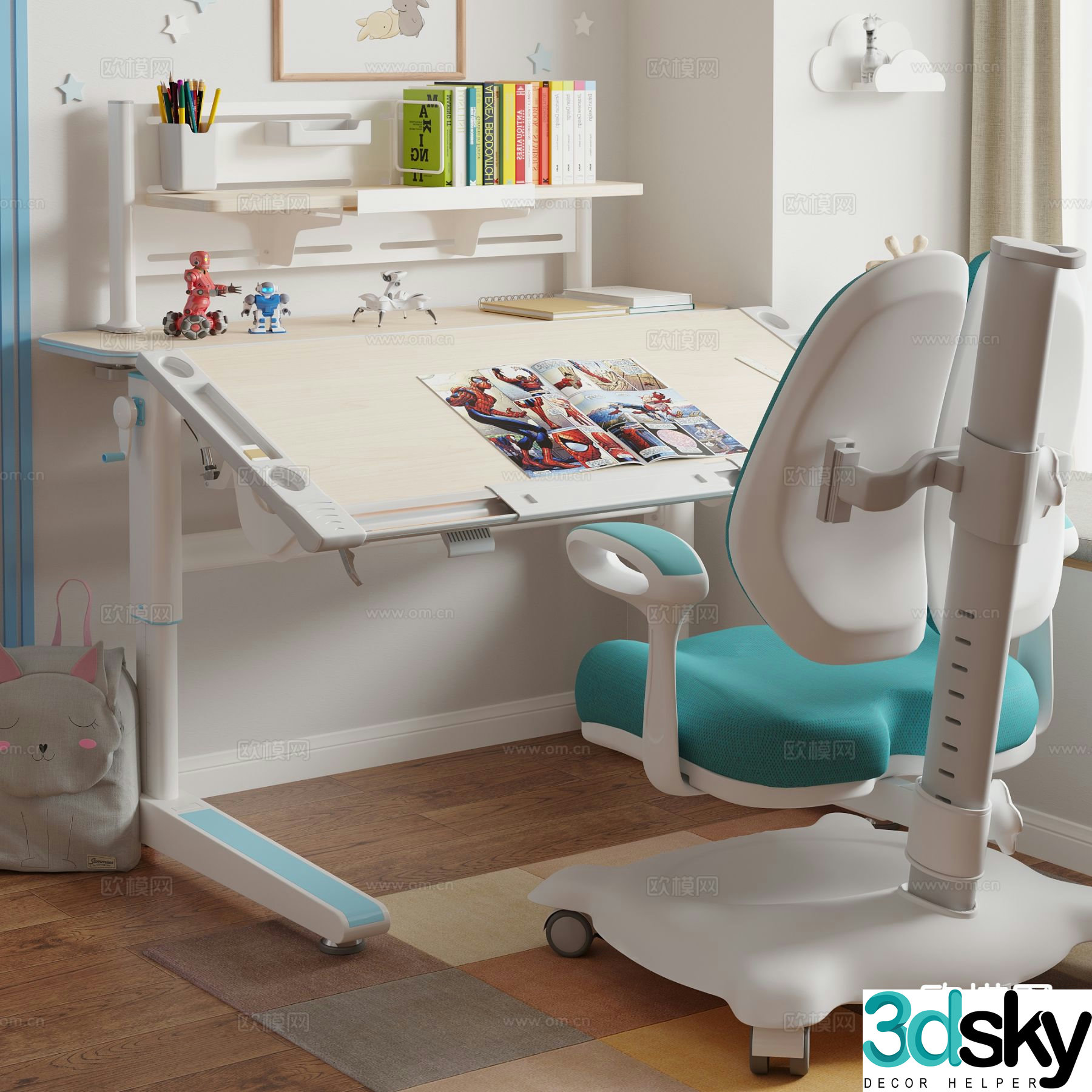 Children’s study table lifting table 3D model