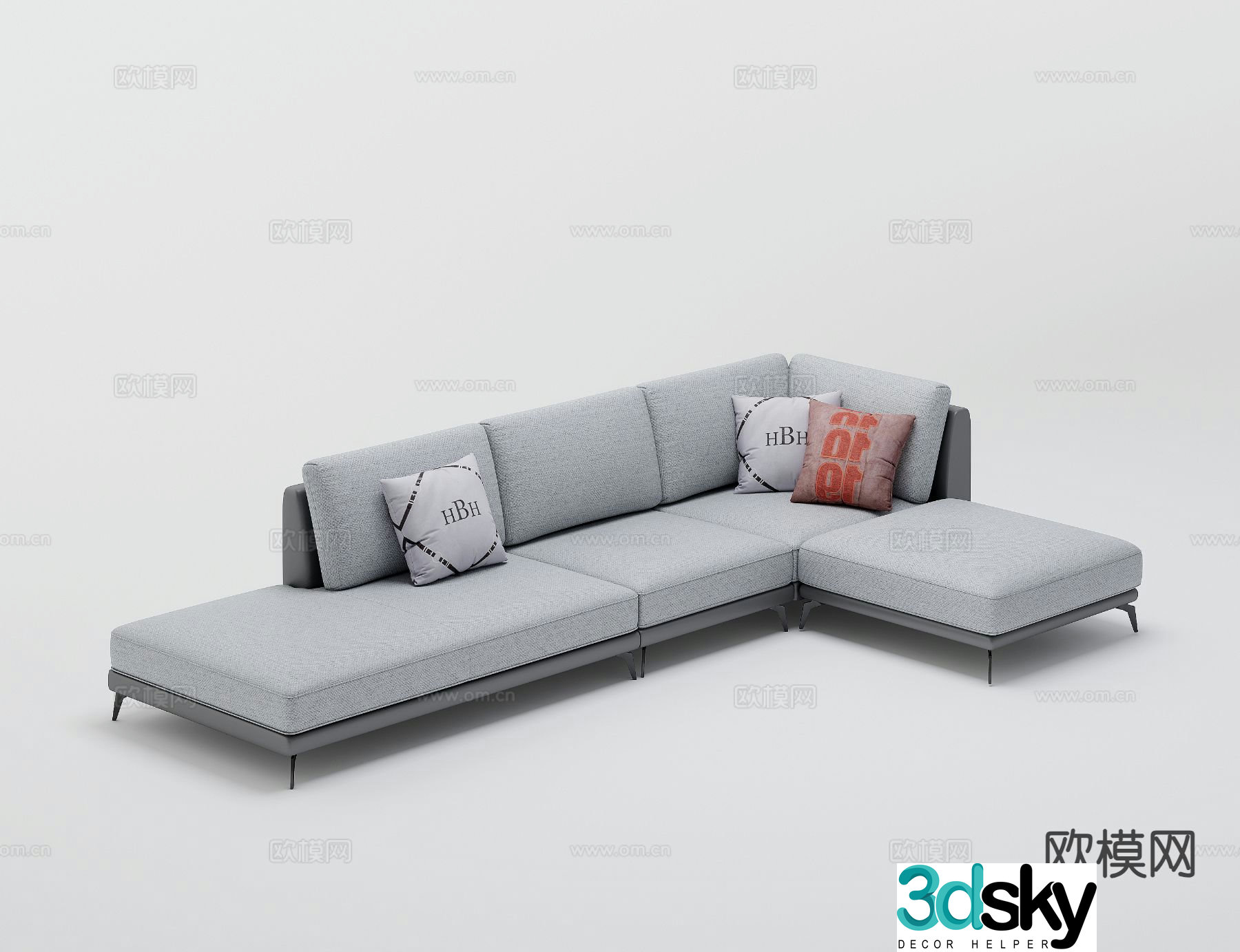 Modern multi-seater sofa corner sofa 3d model