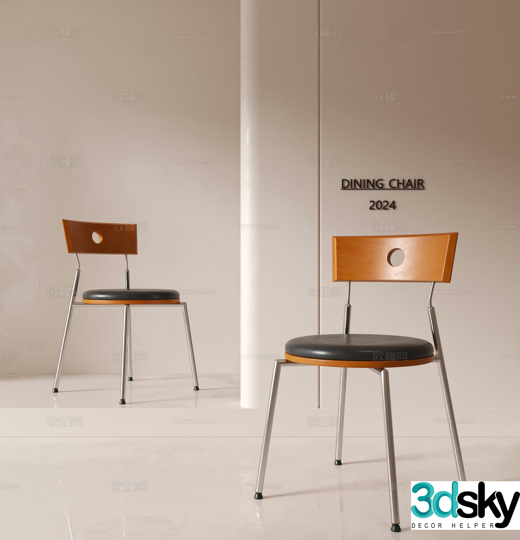 Medieval style chair dining chair 3d model