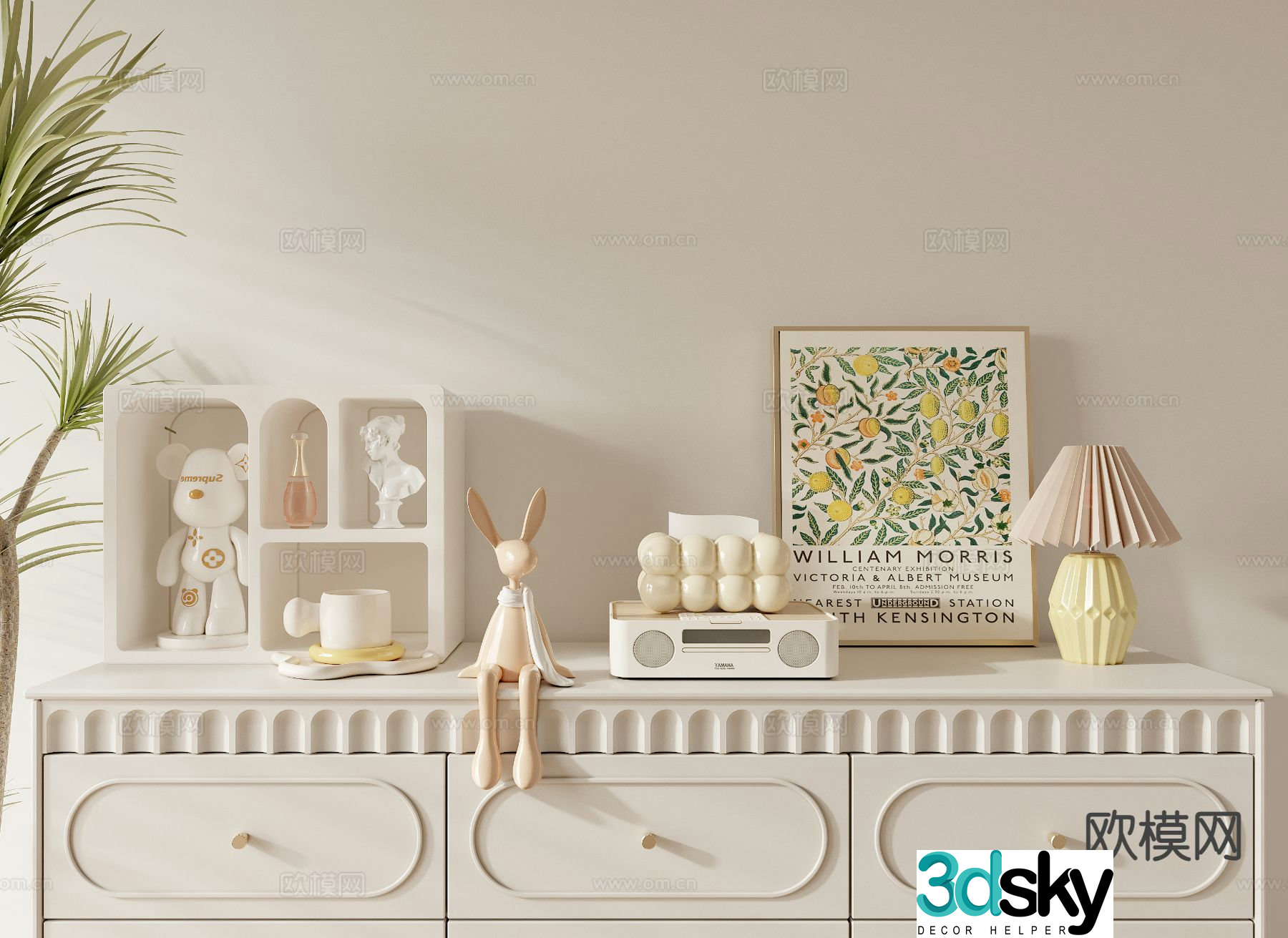 Cream style decorations table decorations paintings table lamps 3D model