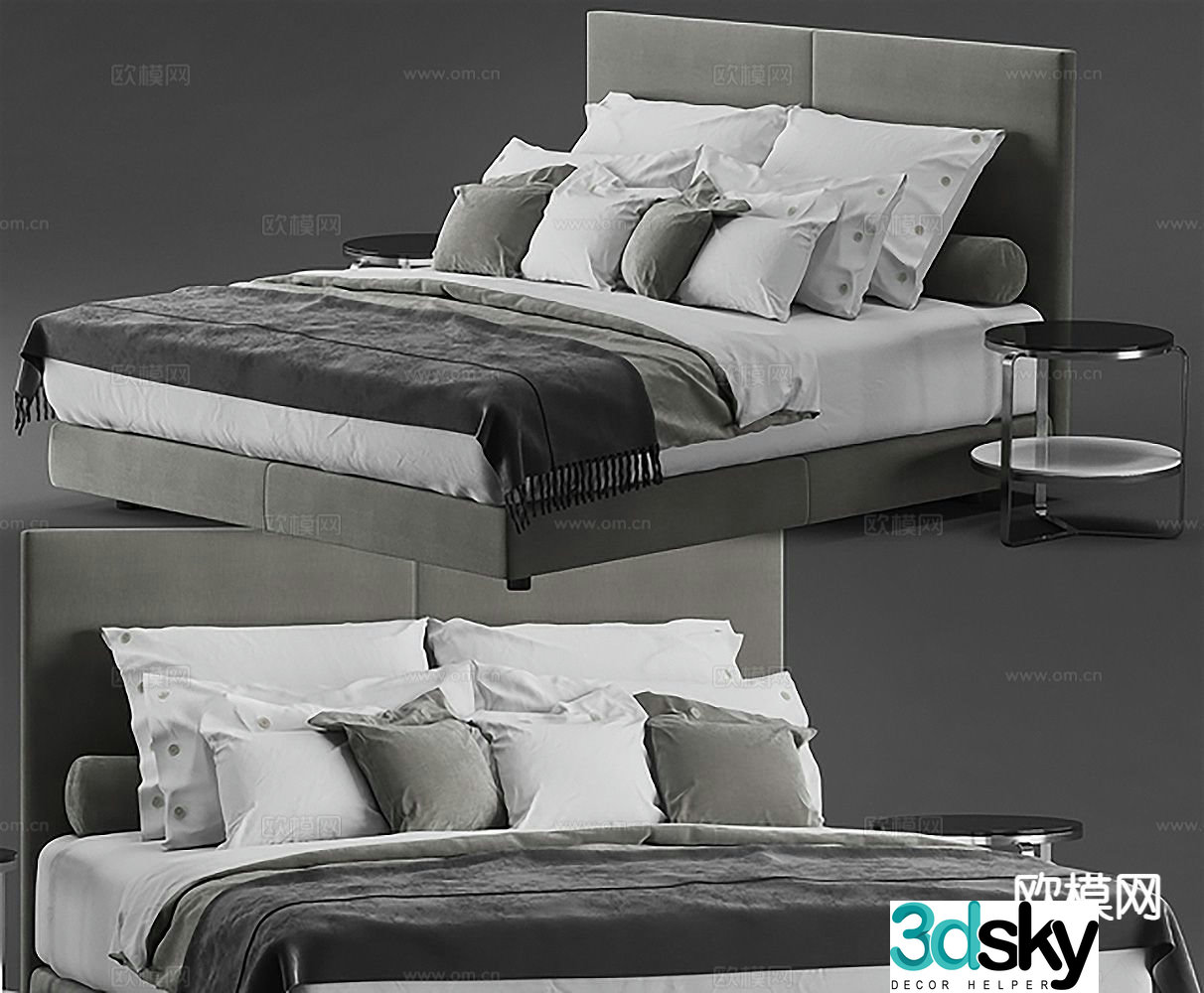 Modern double bed 3d model