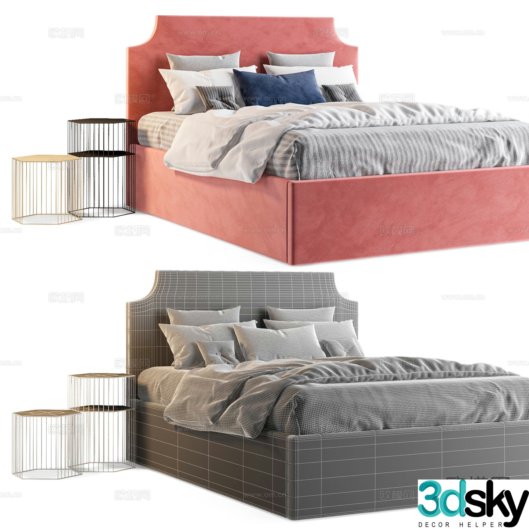 Modern double bed 3d model
