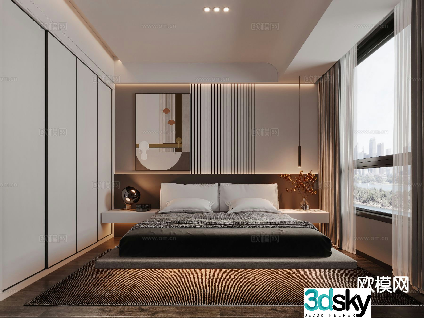 Modern bedroom master bedroom 3d model