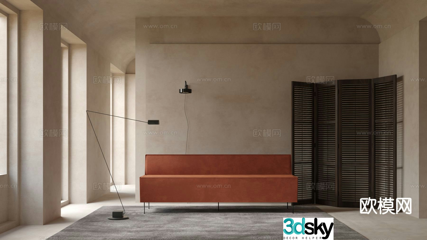 GUBI modern multi-person sofa 3d model