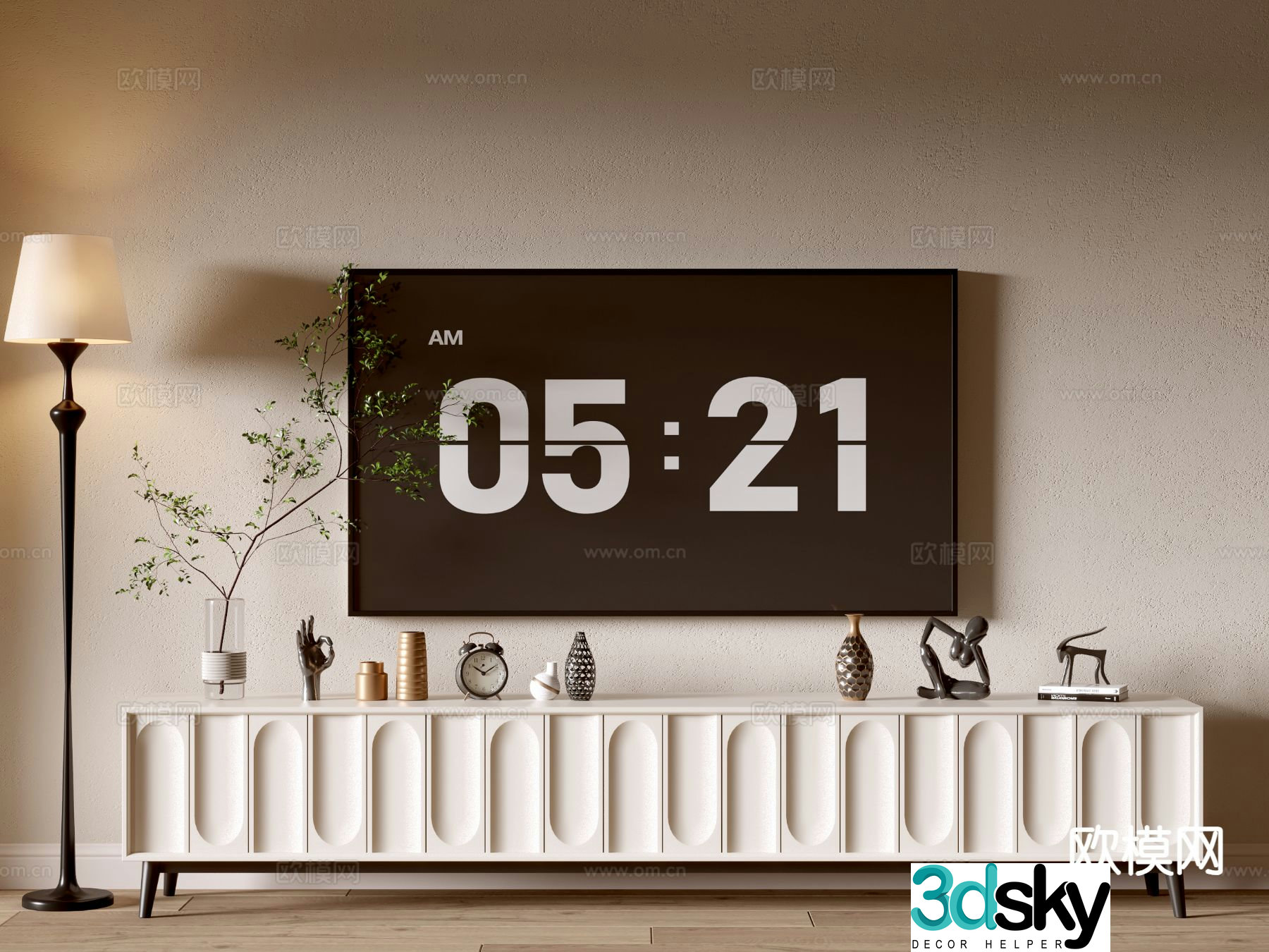 Cream style TV cabinet 3d model