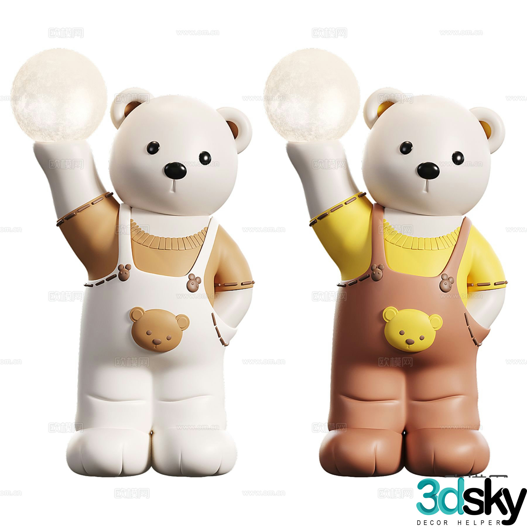 Modern bear doll trendy ornaments 3D model