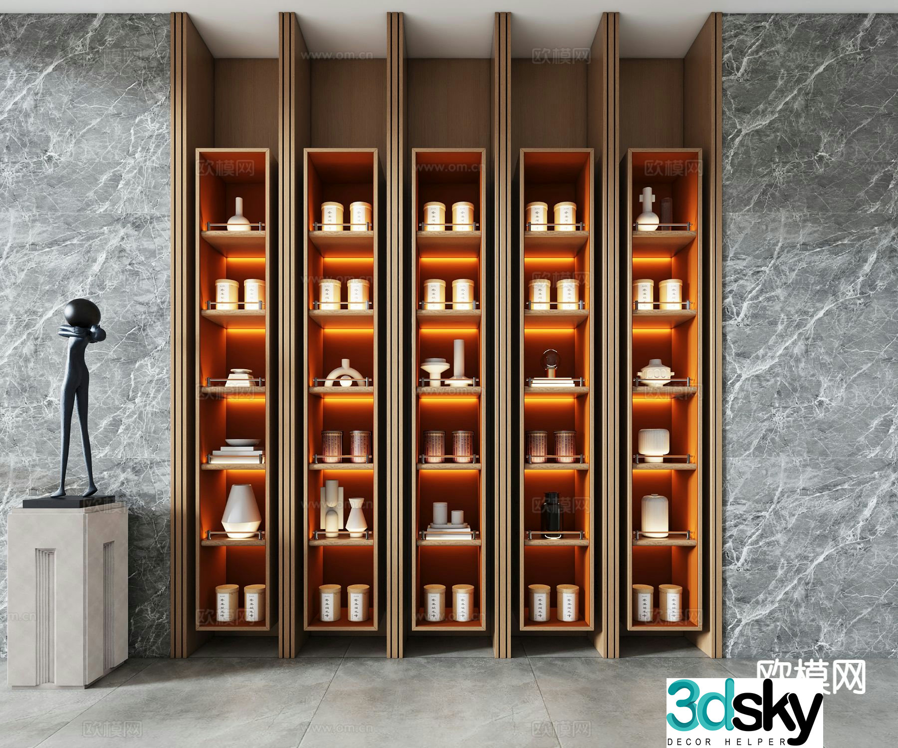 New Chinese style tea display cabinet storage cabinet 3d model