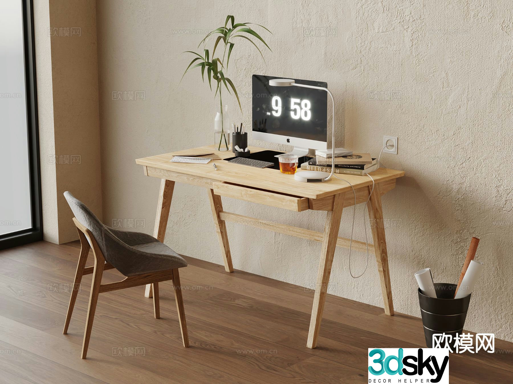 Modern desk study table 3d model