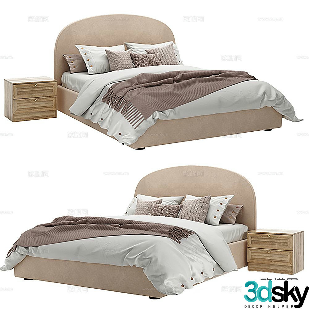 Modern double bed 3d model