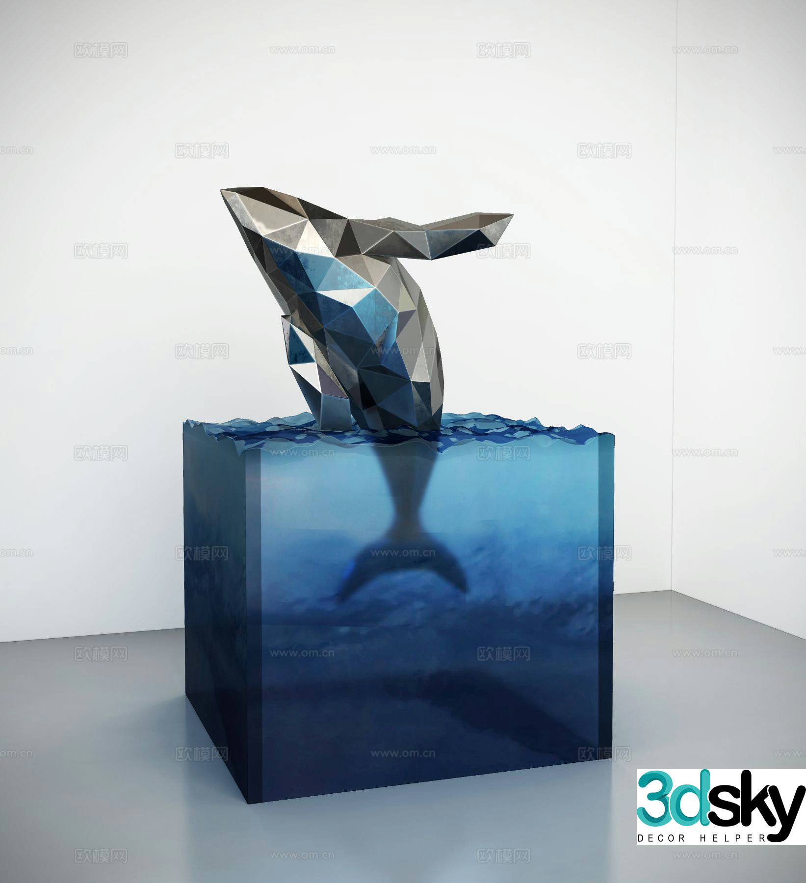 Modern whale sculpture 3d model