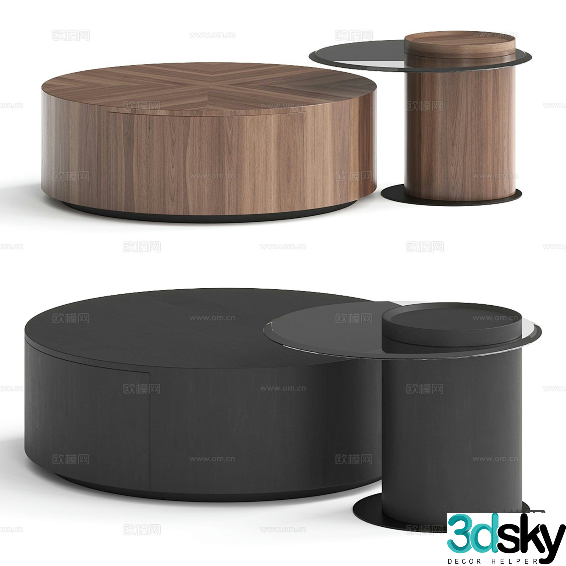 Modern double coffee table 3d model