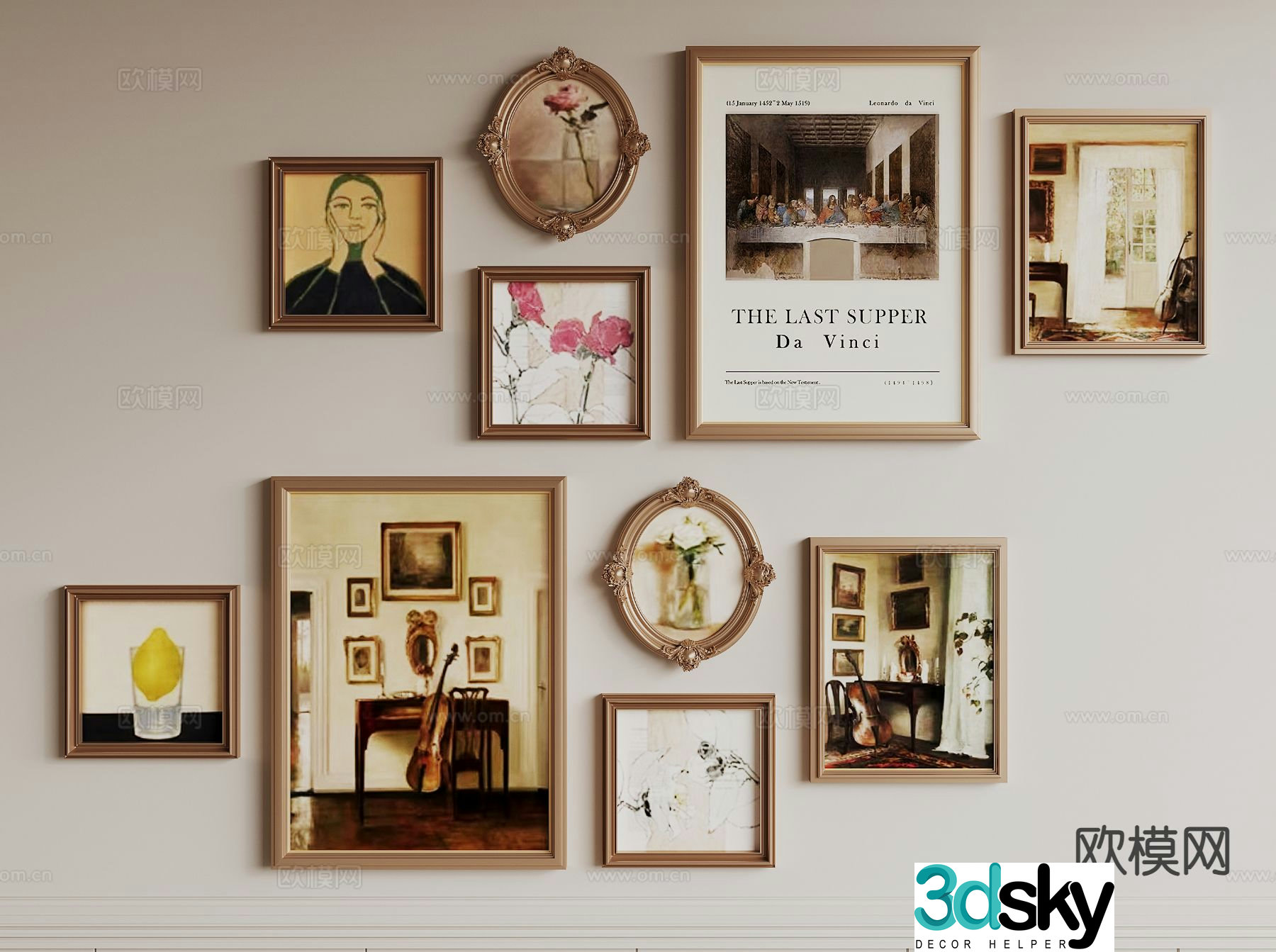 American decorative painting retro painting art painting hanging painting 3D model