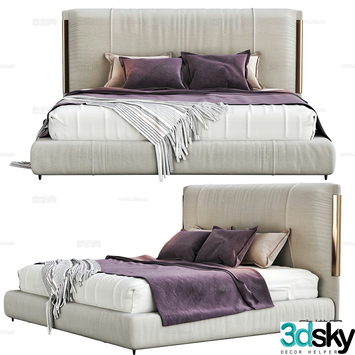 Modern double bed 3d model