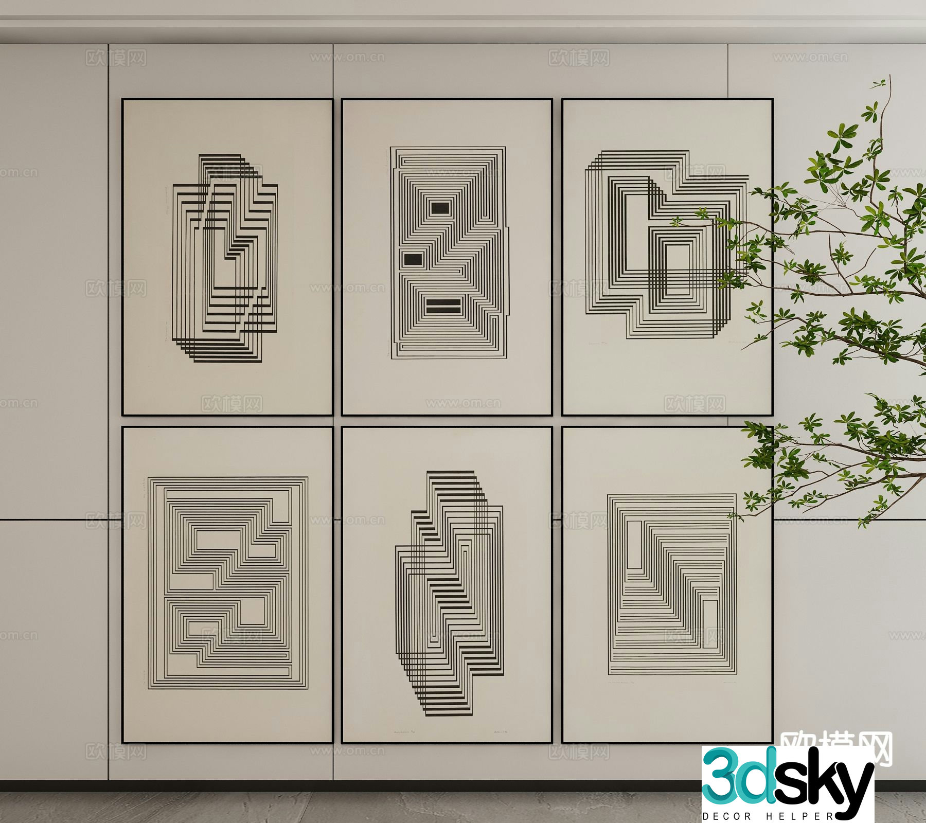 Modern art painting abstract painting decorative painting 3d model