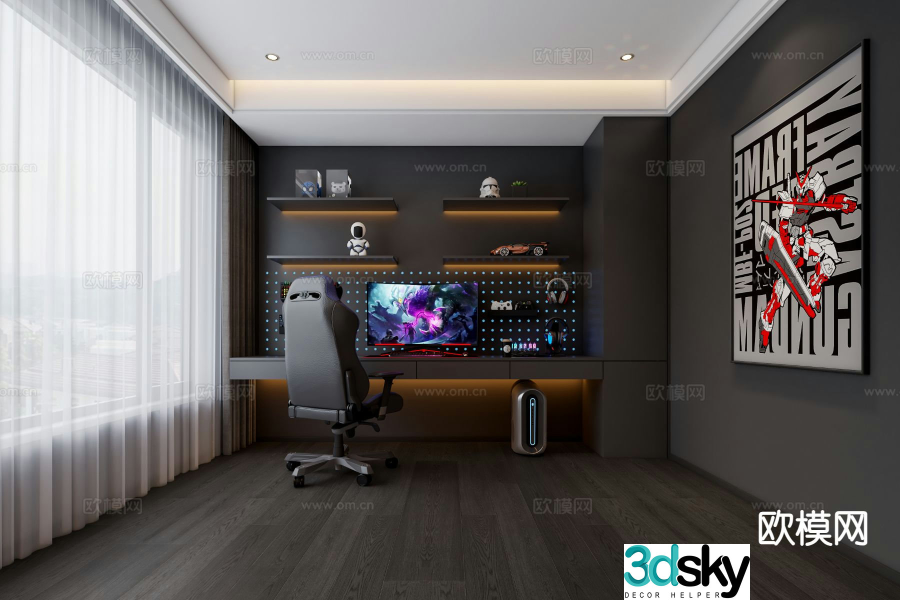 Modern eSports room game room 3D model