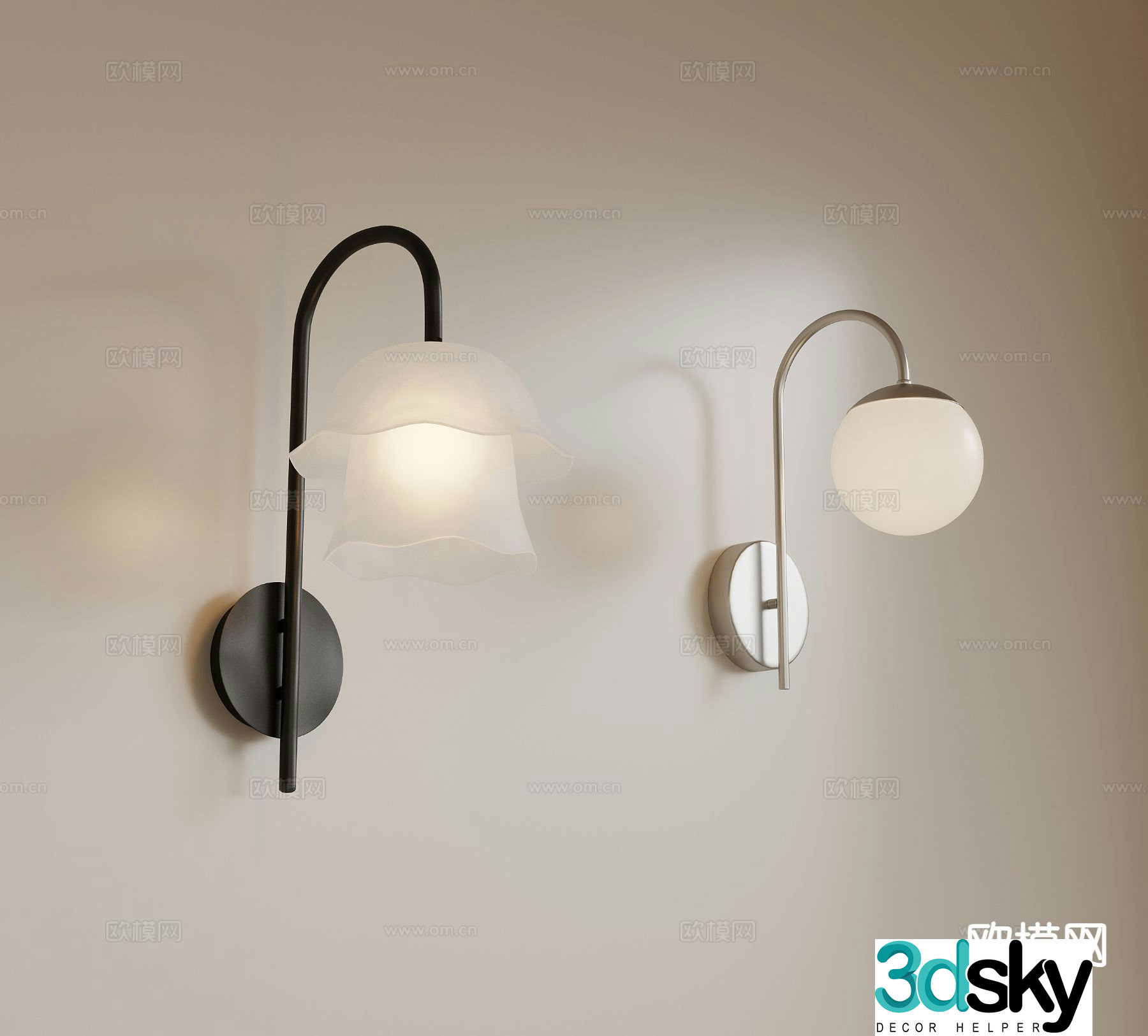 French wall lamp creative wall lamp 3d model