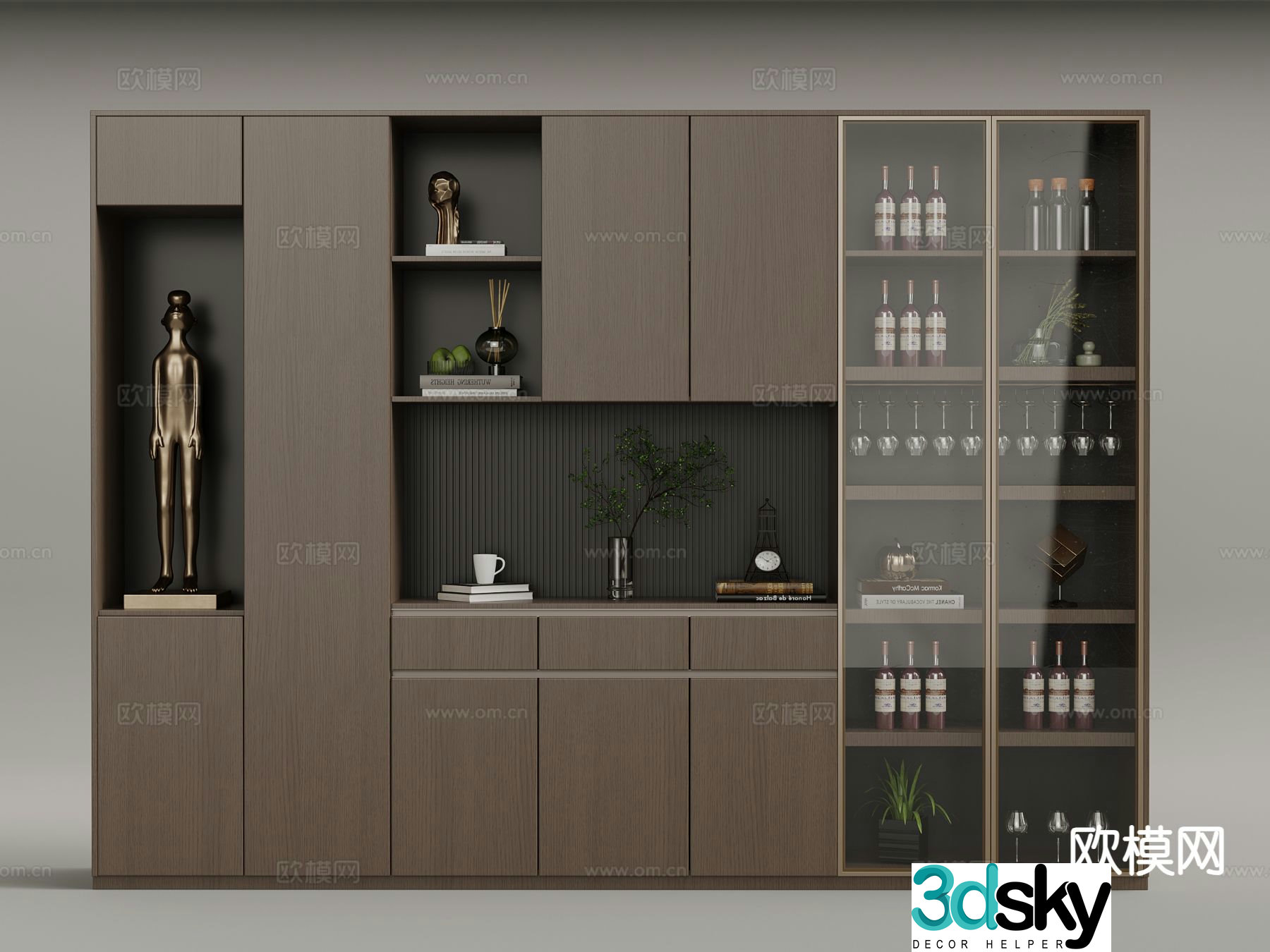 Italian wine cabinet integrated cabinet 3D model