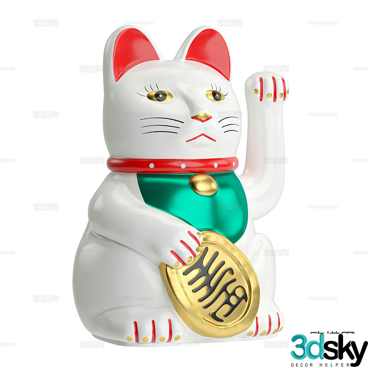 Lucky cat sculpture 3d model