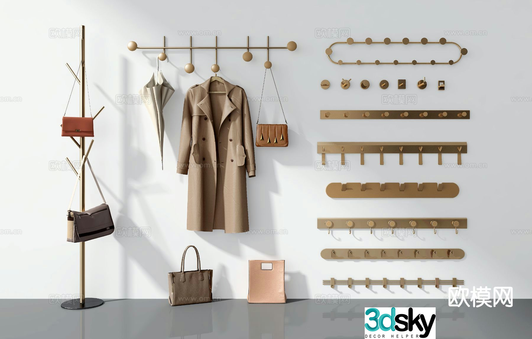 Modern coat hook coat hanger 3d model