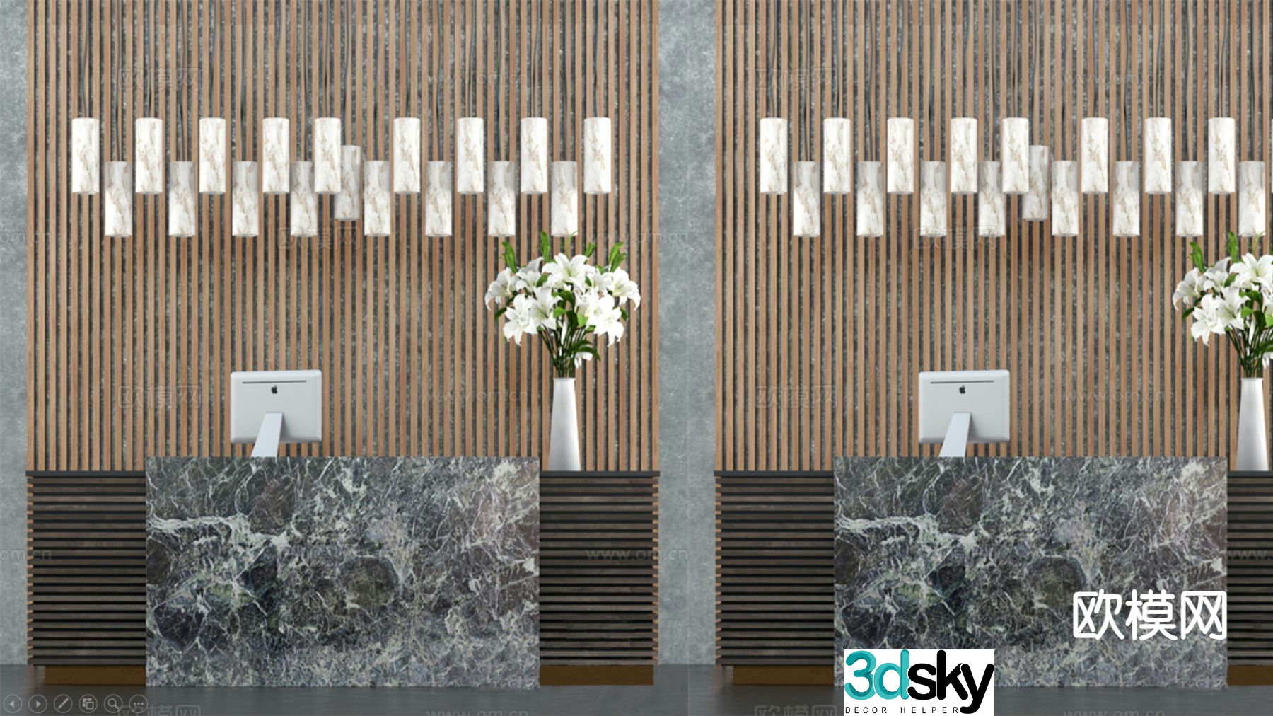Company front desk service desk reception desk 3d model