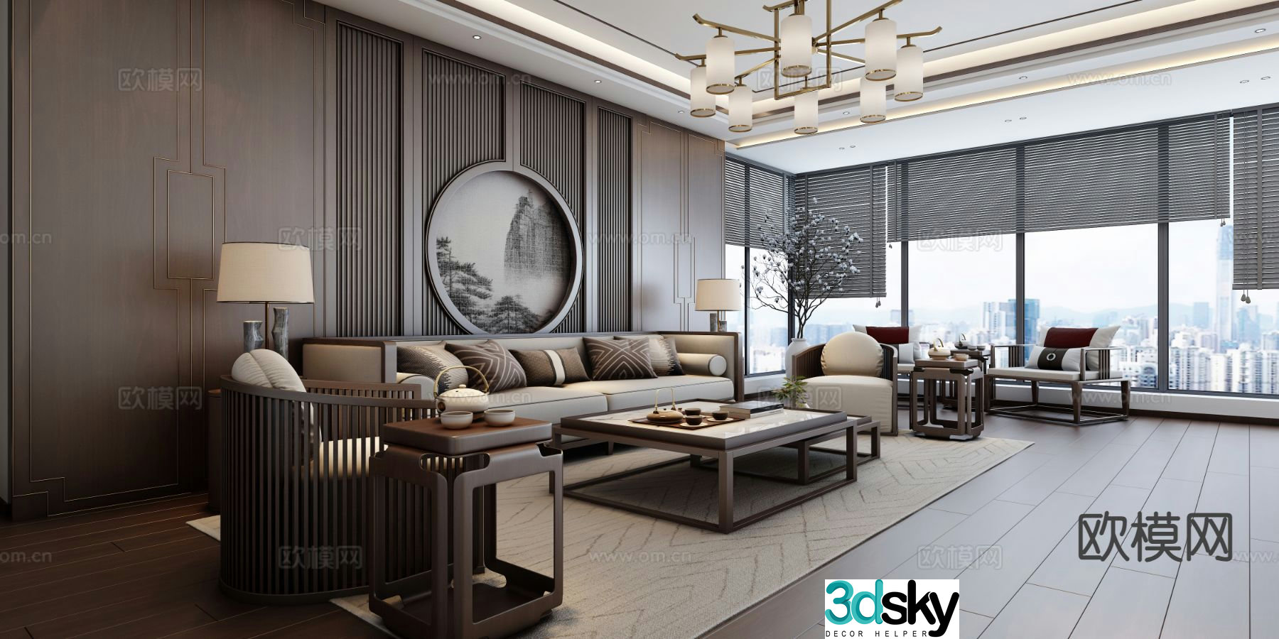New Chinese style living room 3d model