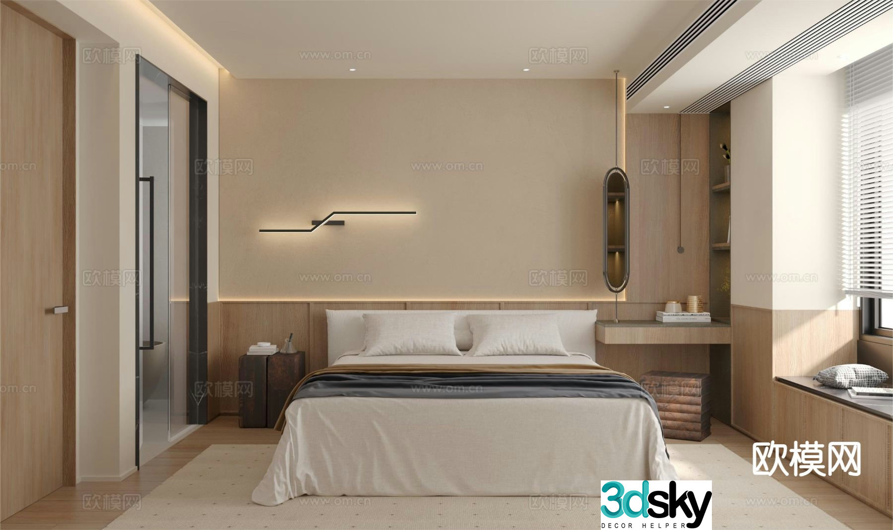 Cream style bedroom master bedroom 3d model