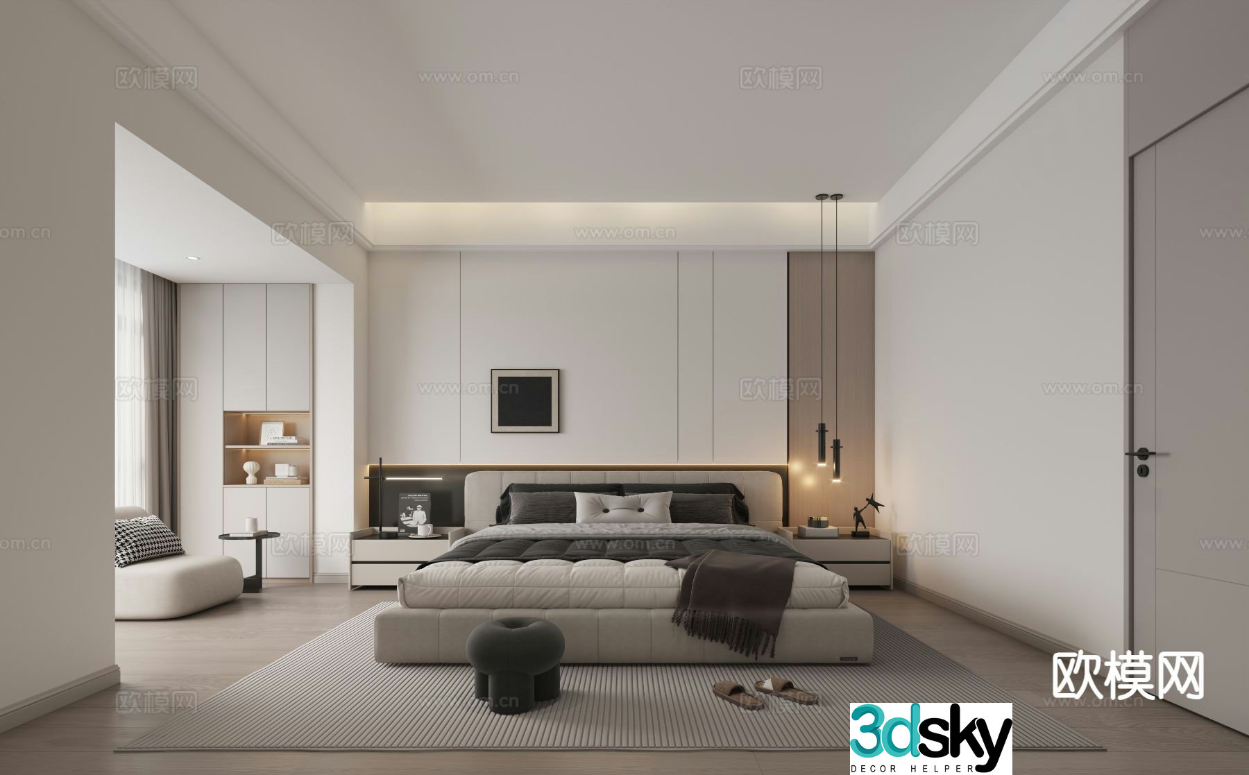 Modern bedroom master bedroom 3d model
